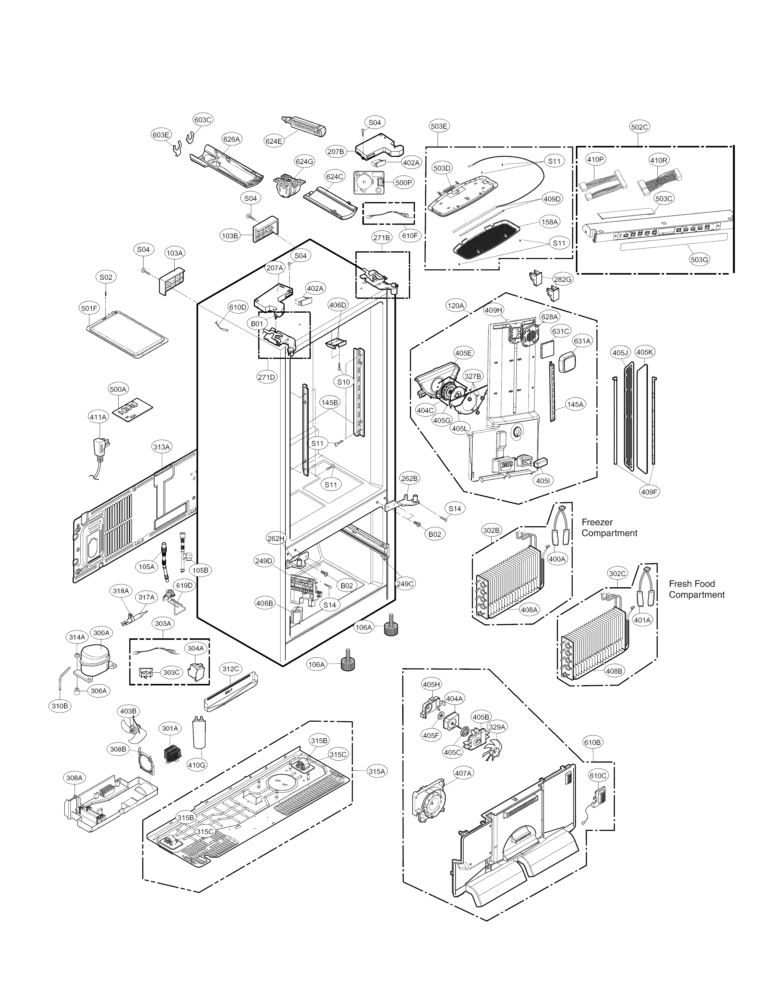 Kenmore Elite 79574043411 case parts diagram