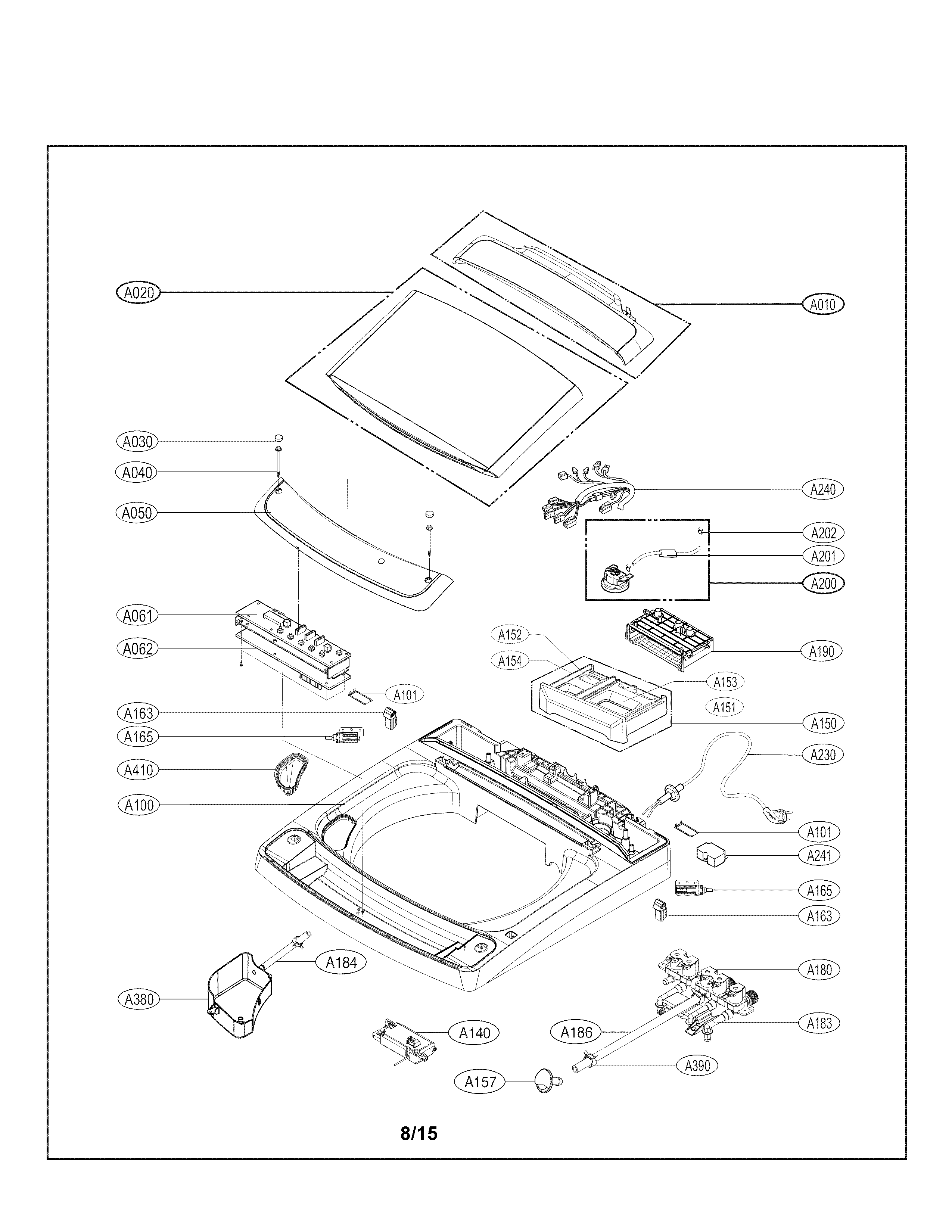 LG WT1701CV/00 top cover parts diagram