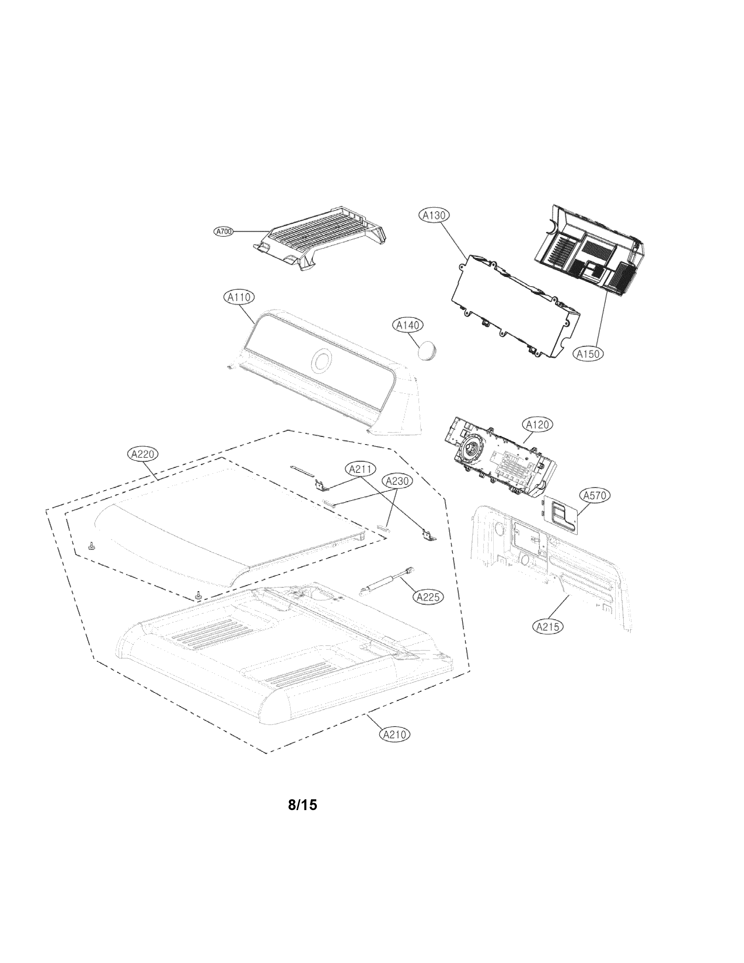 LG DLEX7700VE control panel parts diagram