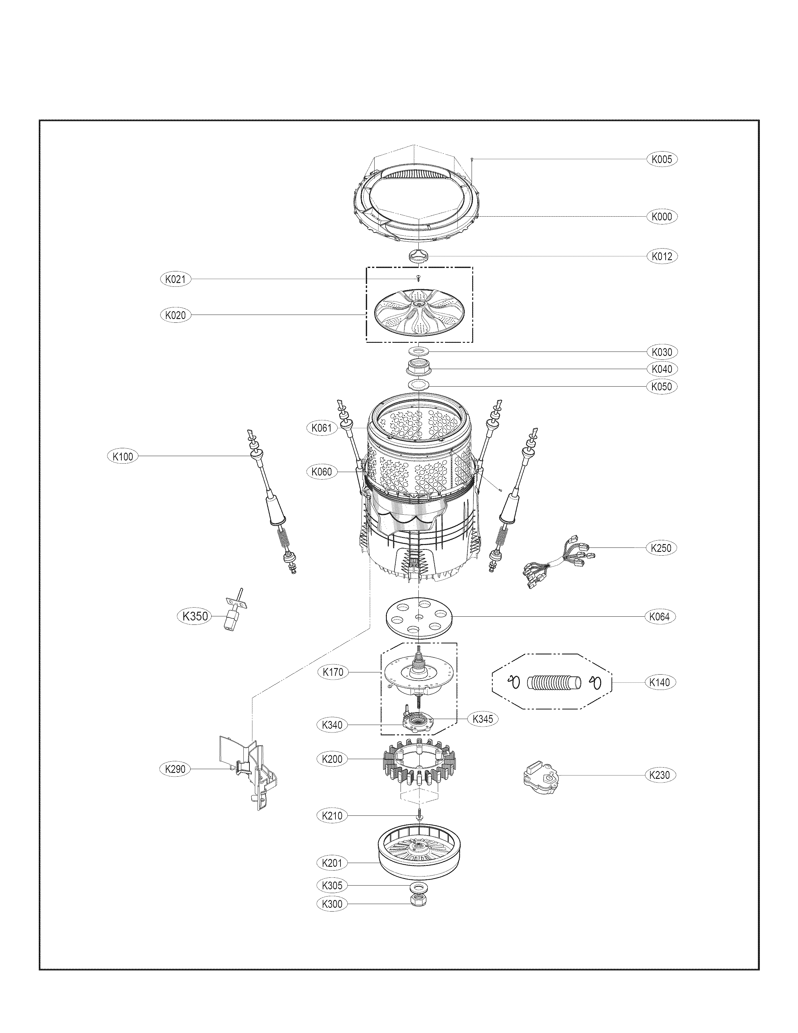 LG WT1501CW/00 drum and motor parts diagram