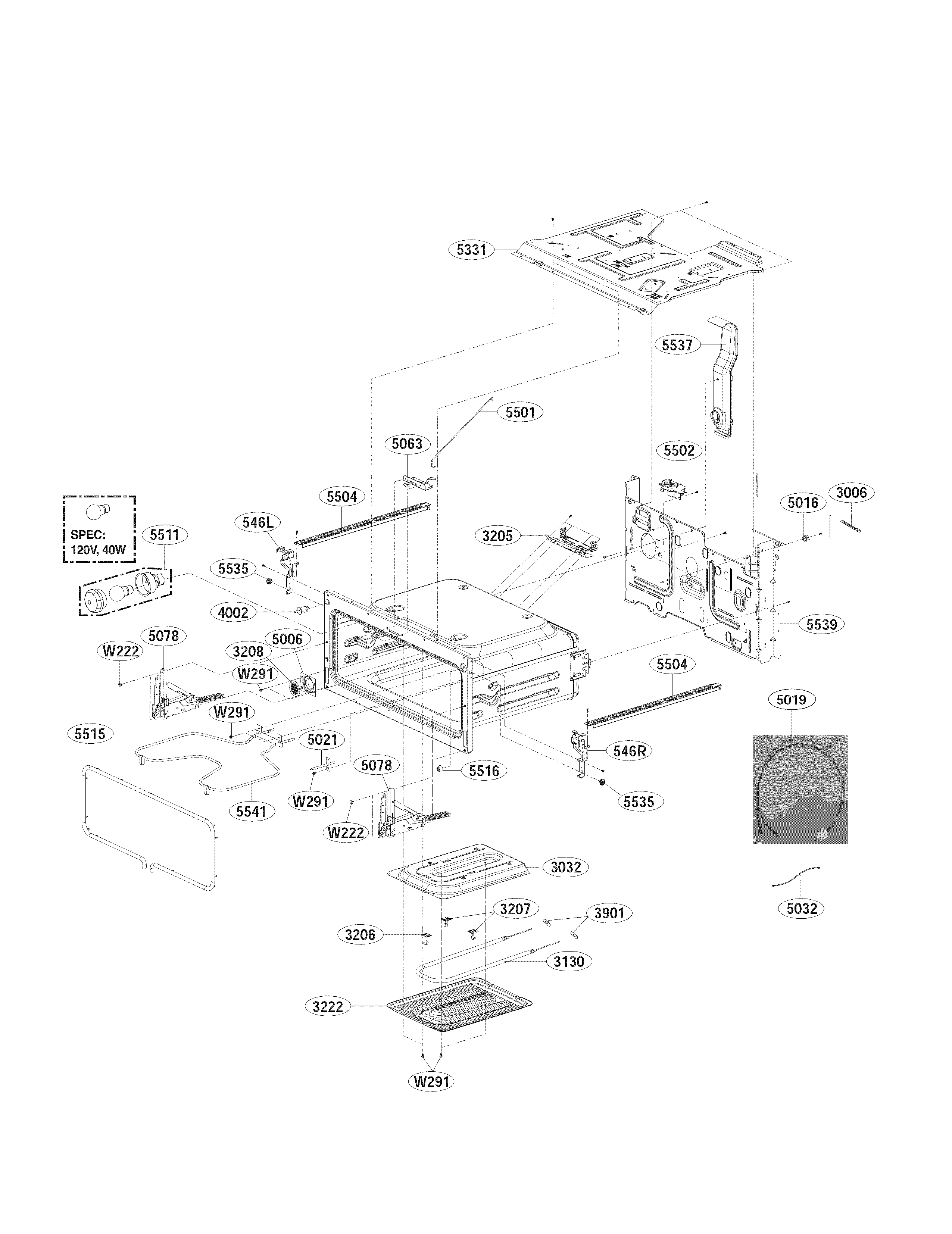 LG LDE4415ST/00 lower cavity parts diagram