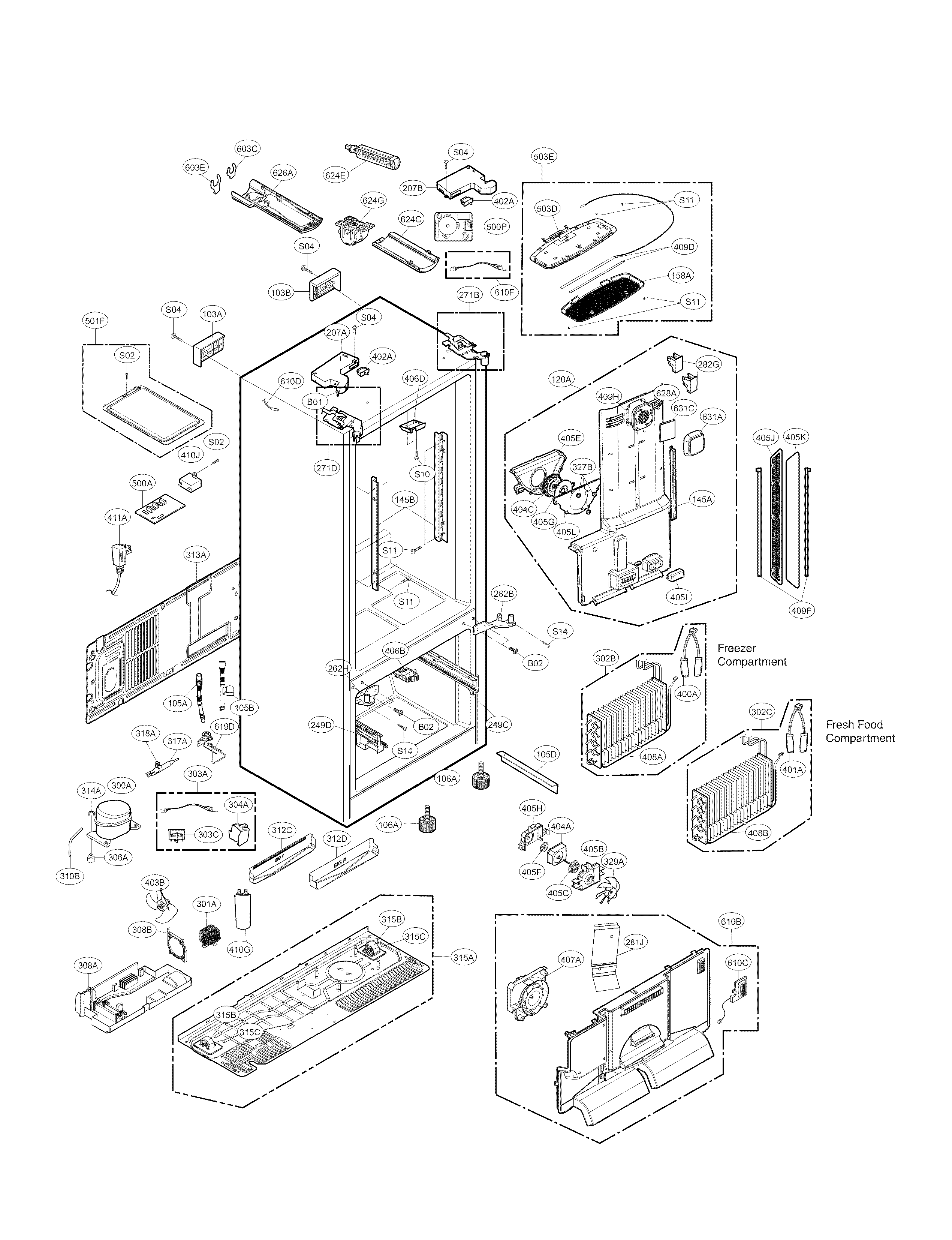 Kenmore Elite 79572059115 case parts diagram
