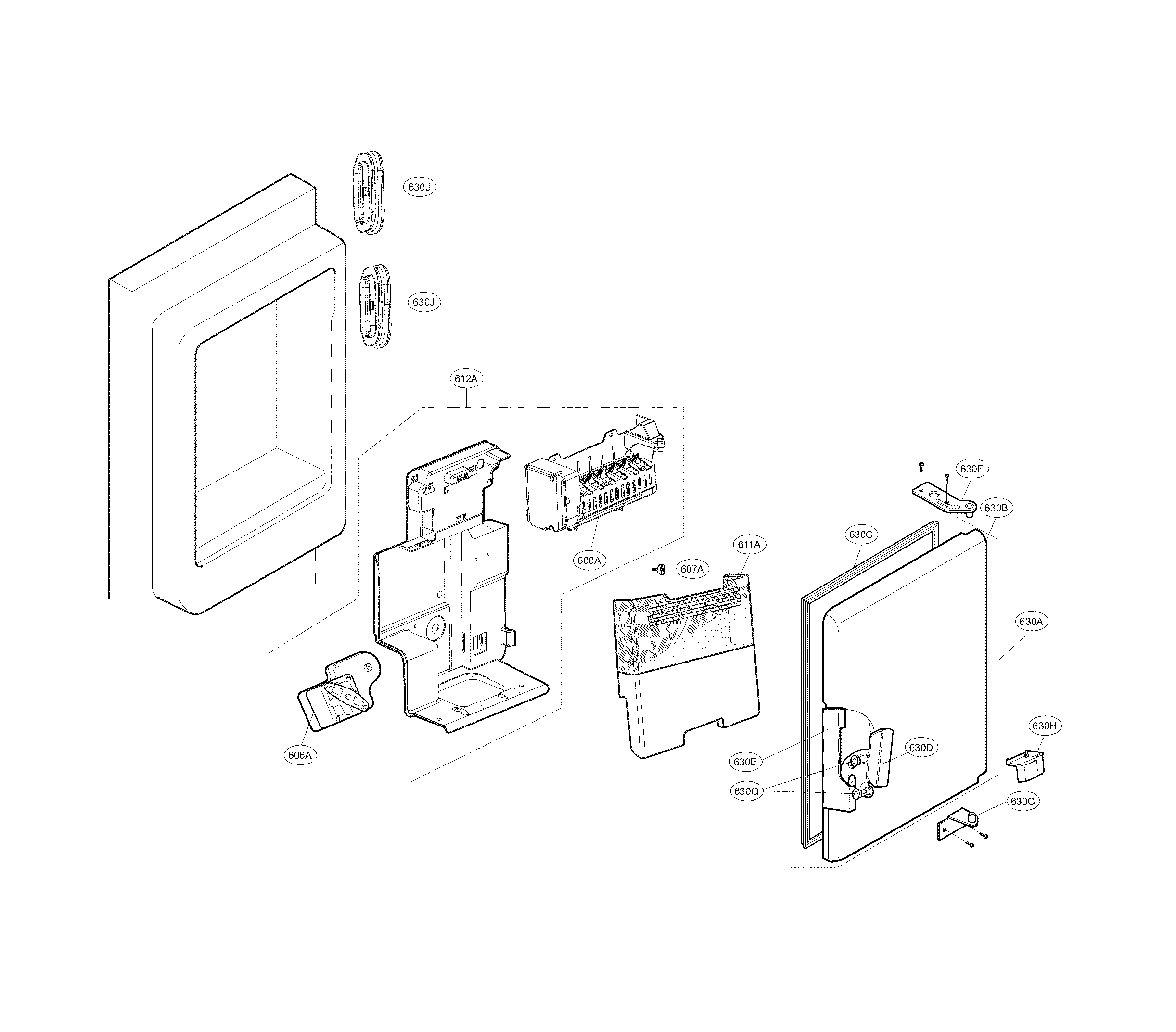 Kenmore Elite 79574022411 ice maker parts diagram