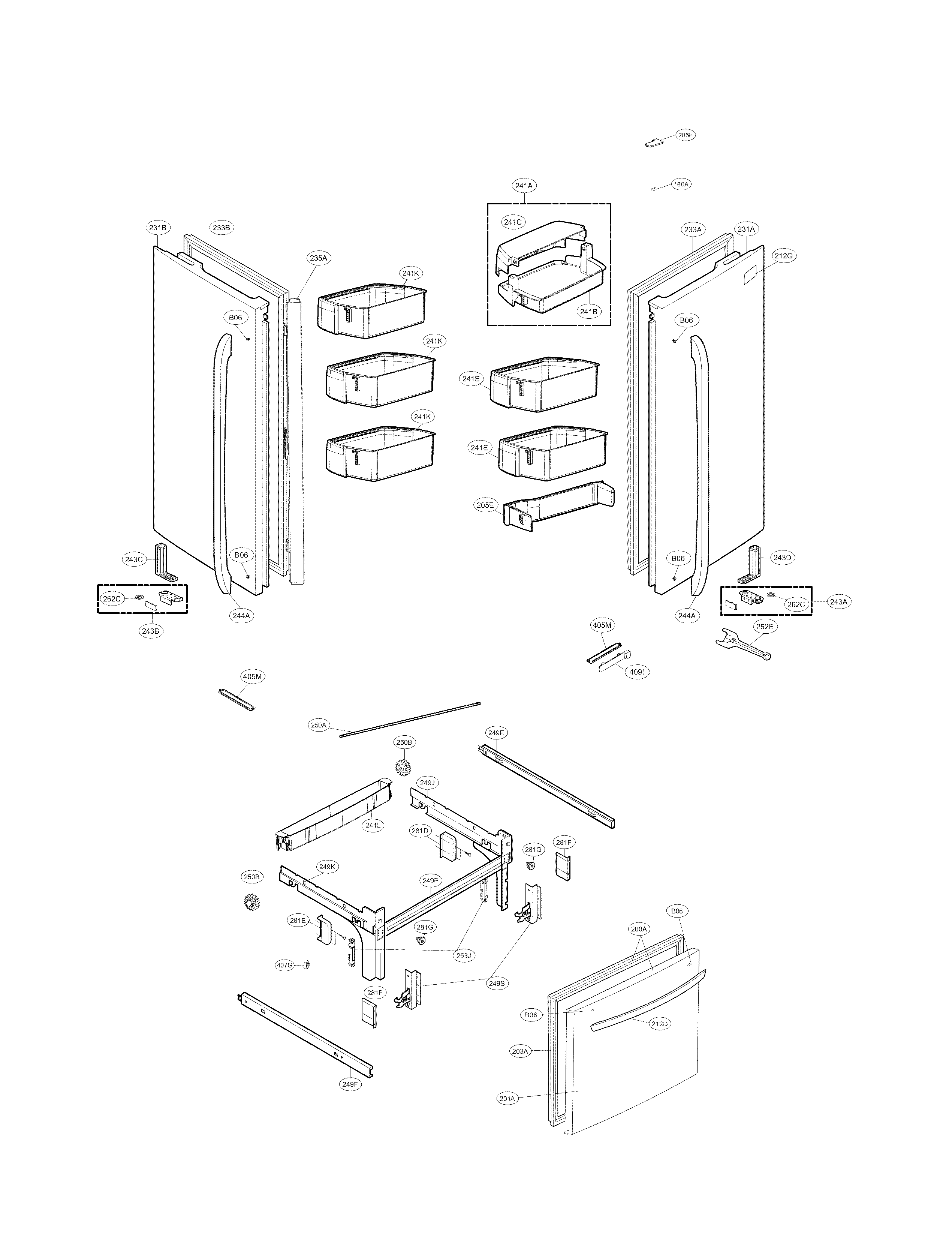Kenmore Elite 79574013411 door parts diagram