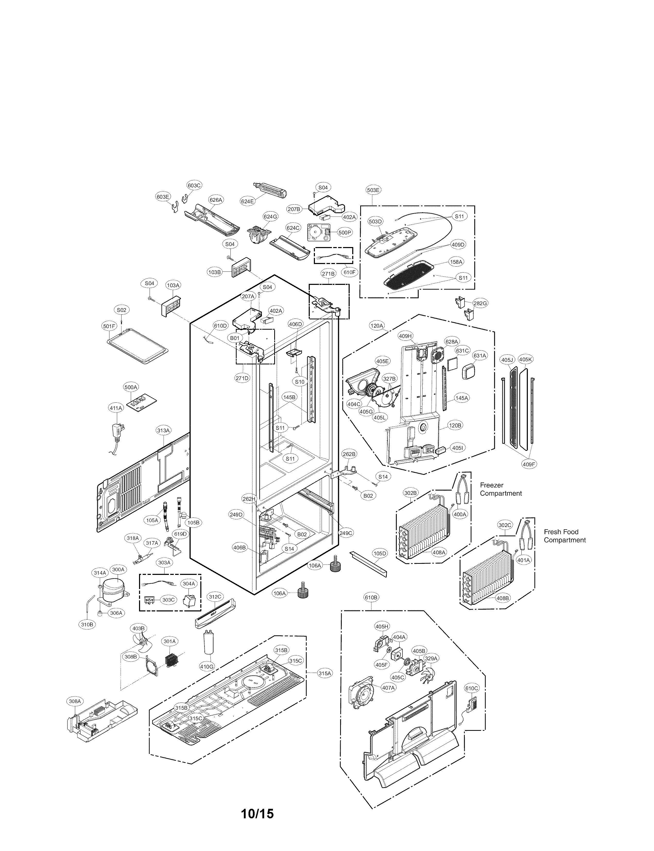 LG LFXS30766S/02 case parts diagram