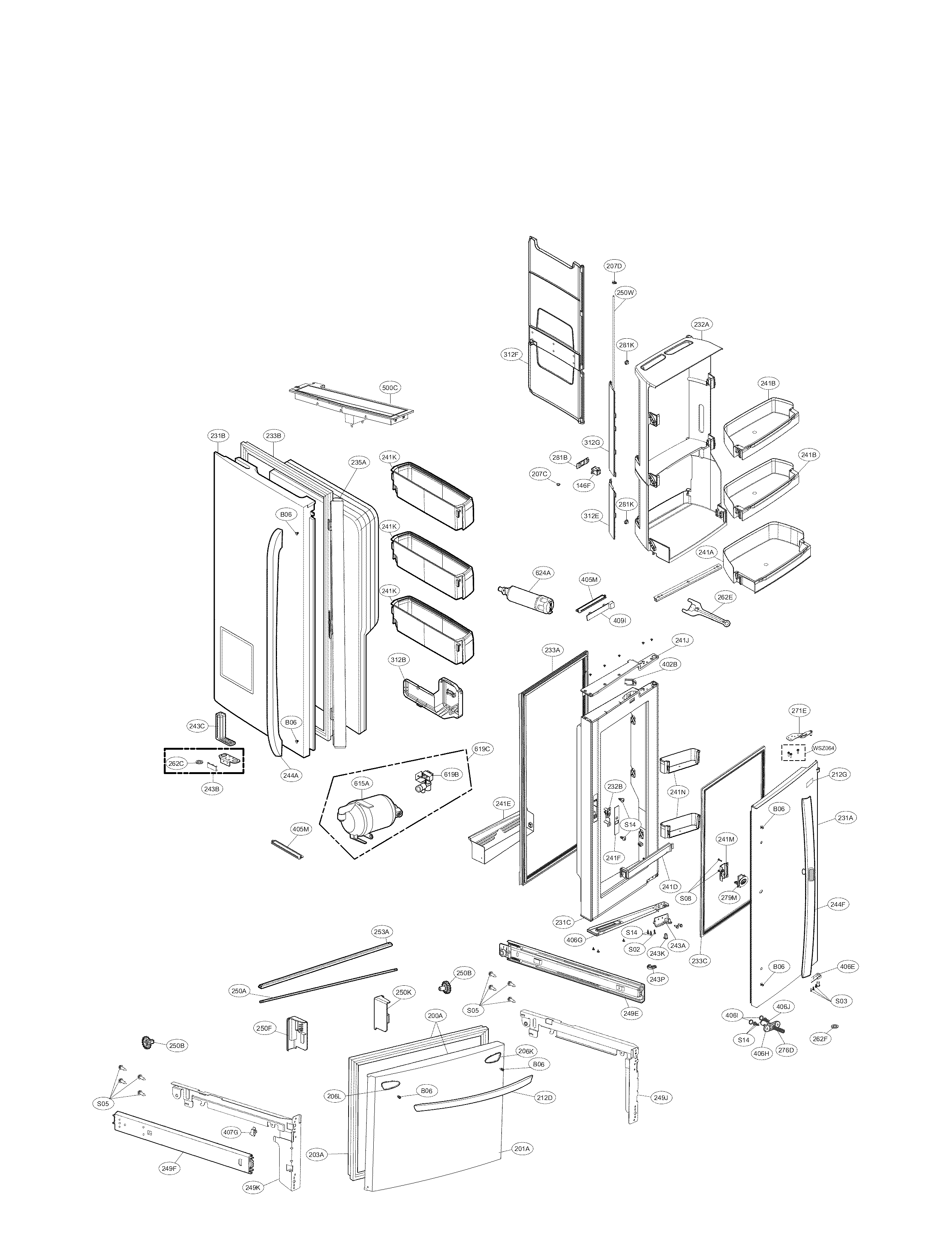 LG LFXS30766S/02 door parts diagram