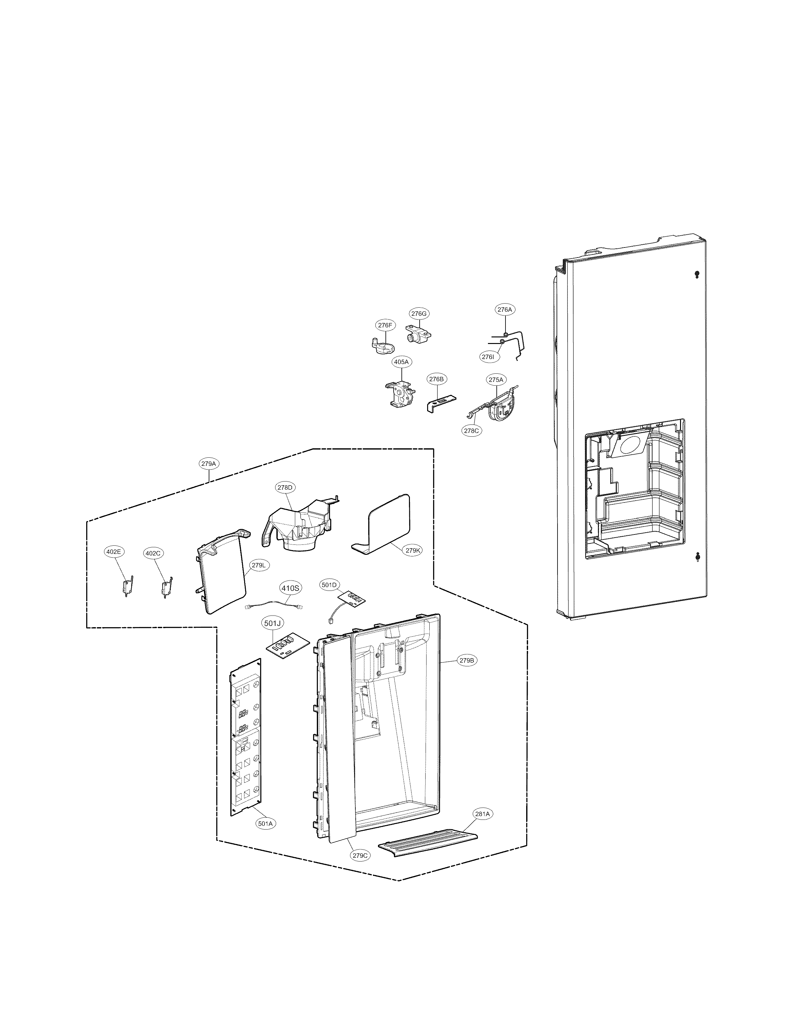 LG LFXS30766S/02 dispenser parts diagram