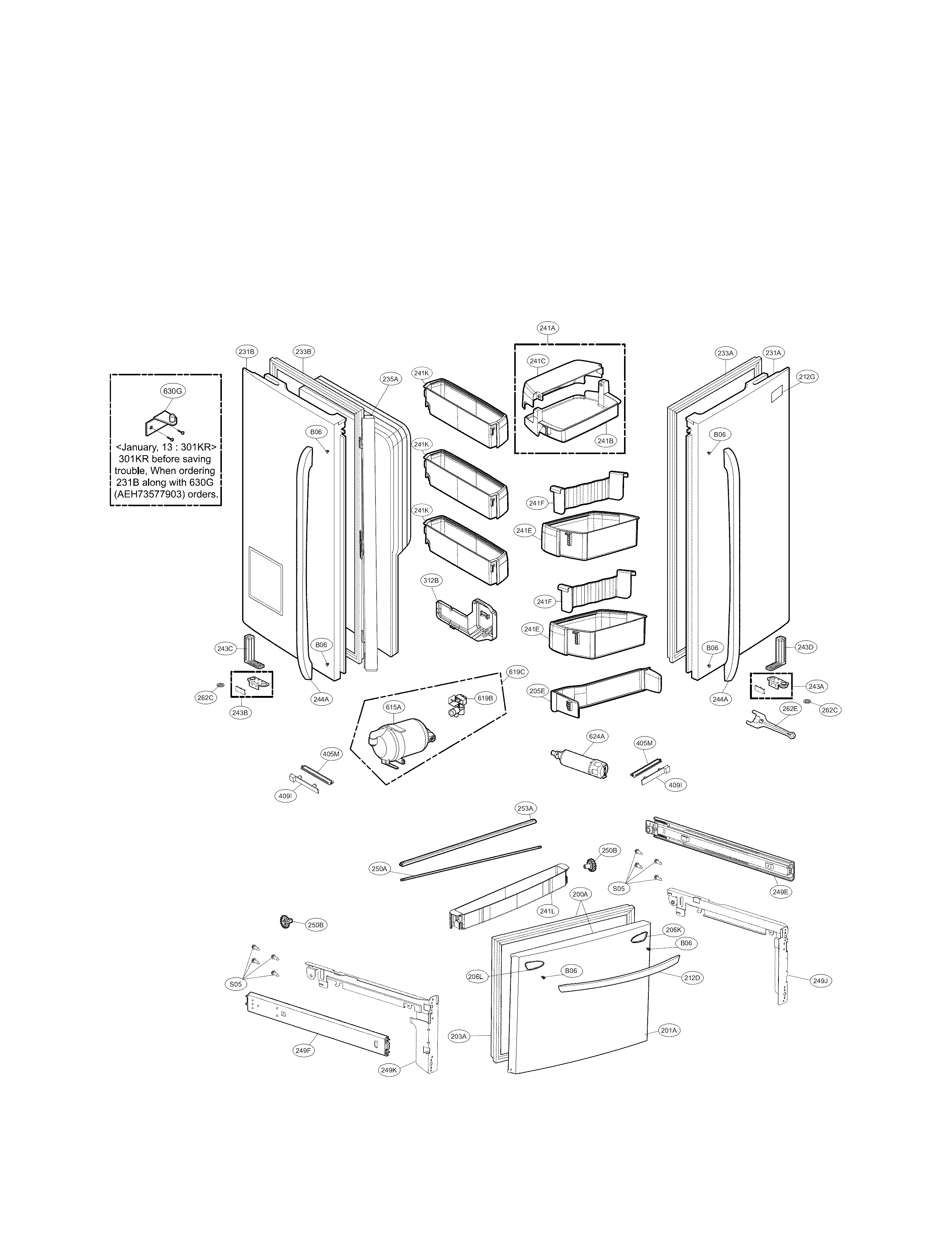 LG LFX25991ST/00 door parts diagram