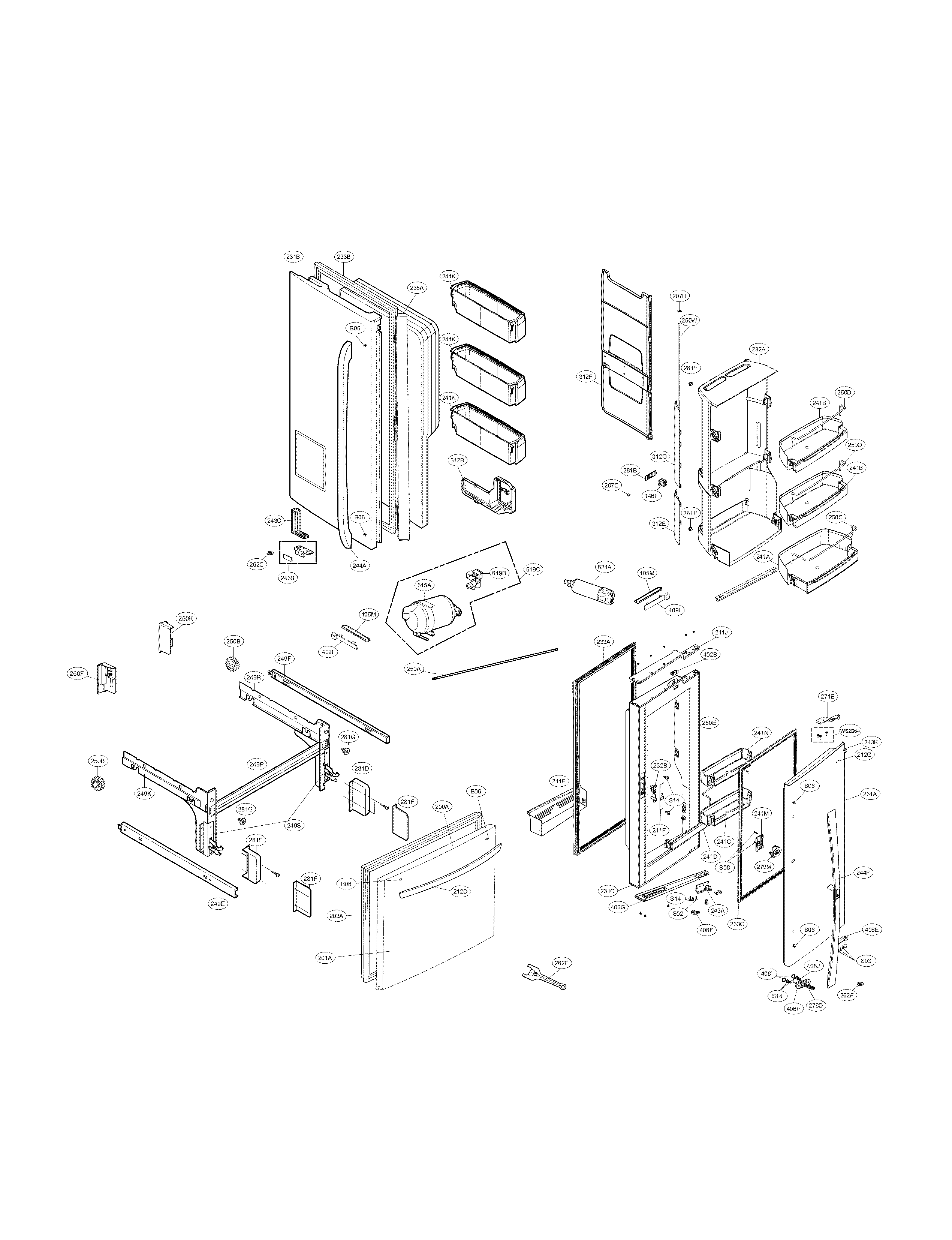 Kenmore Elite 79572373312 door parts diagram