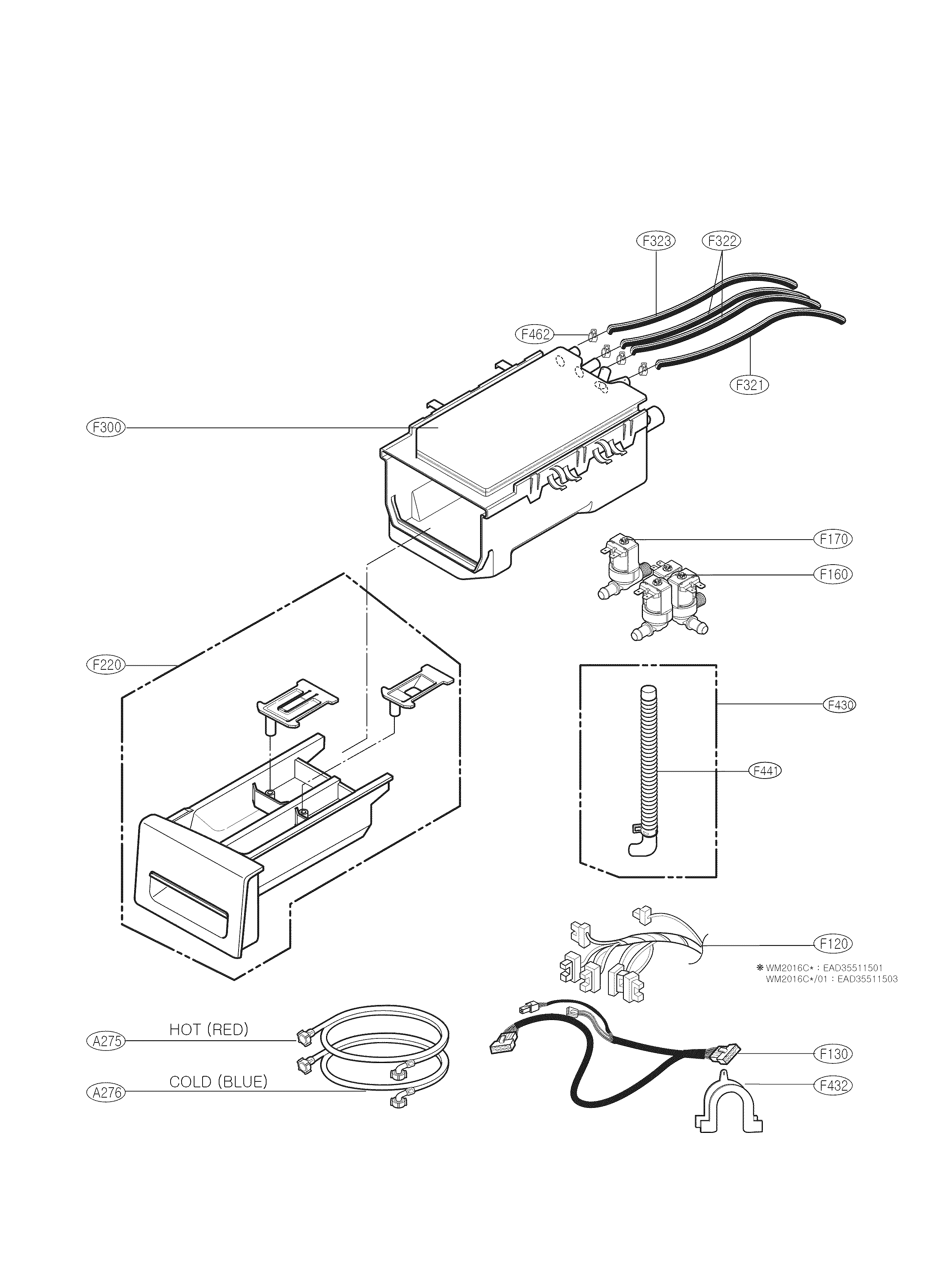 LG WM2016CW/00 dispenser parts diagram