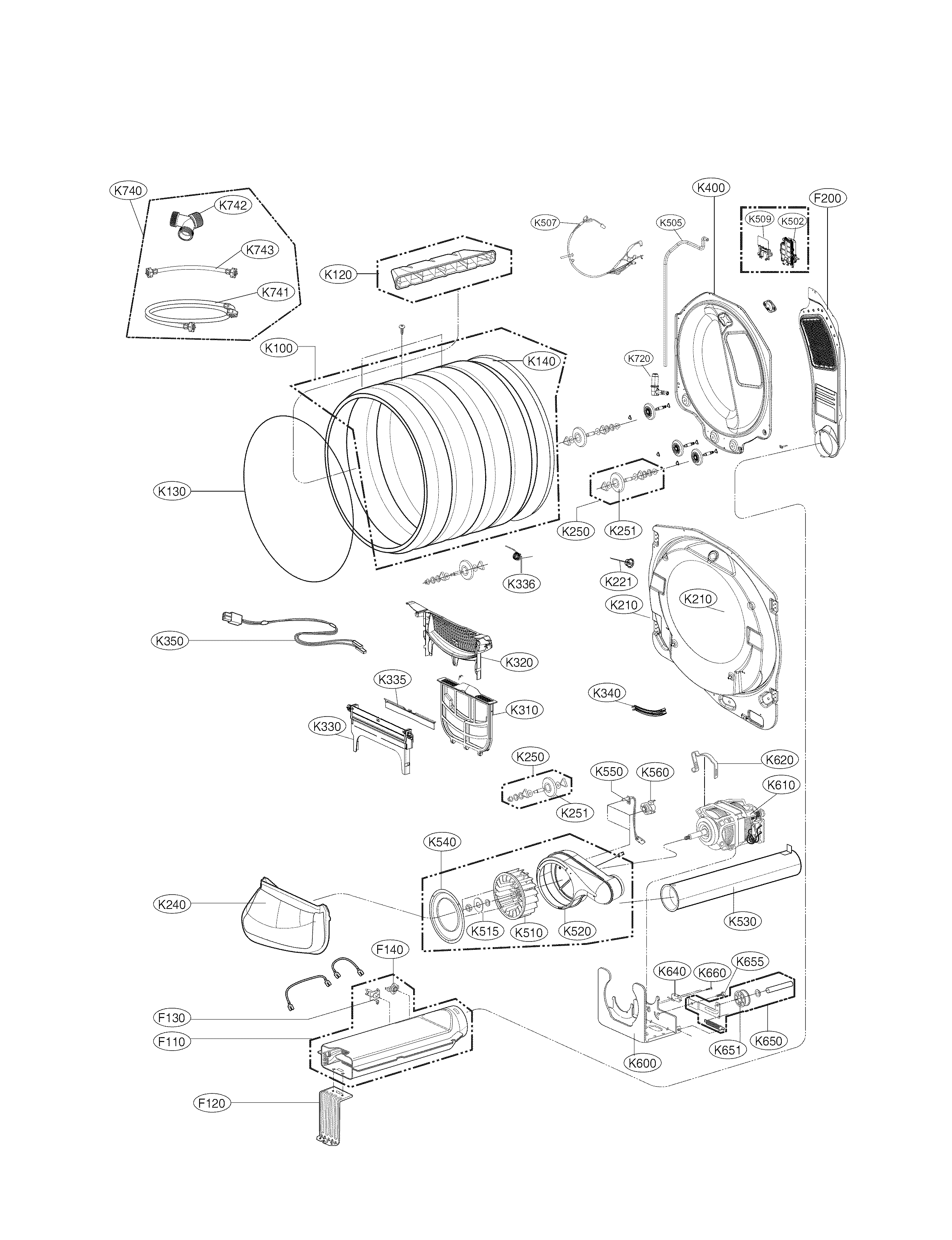 LG DLEX5000V drum parts diagram