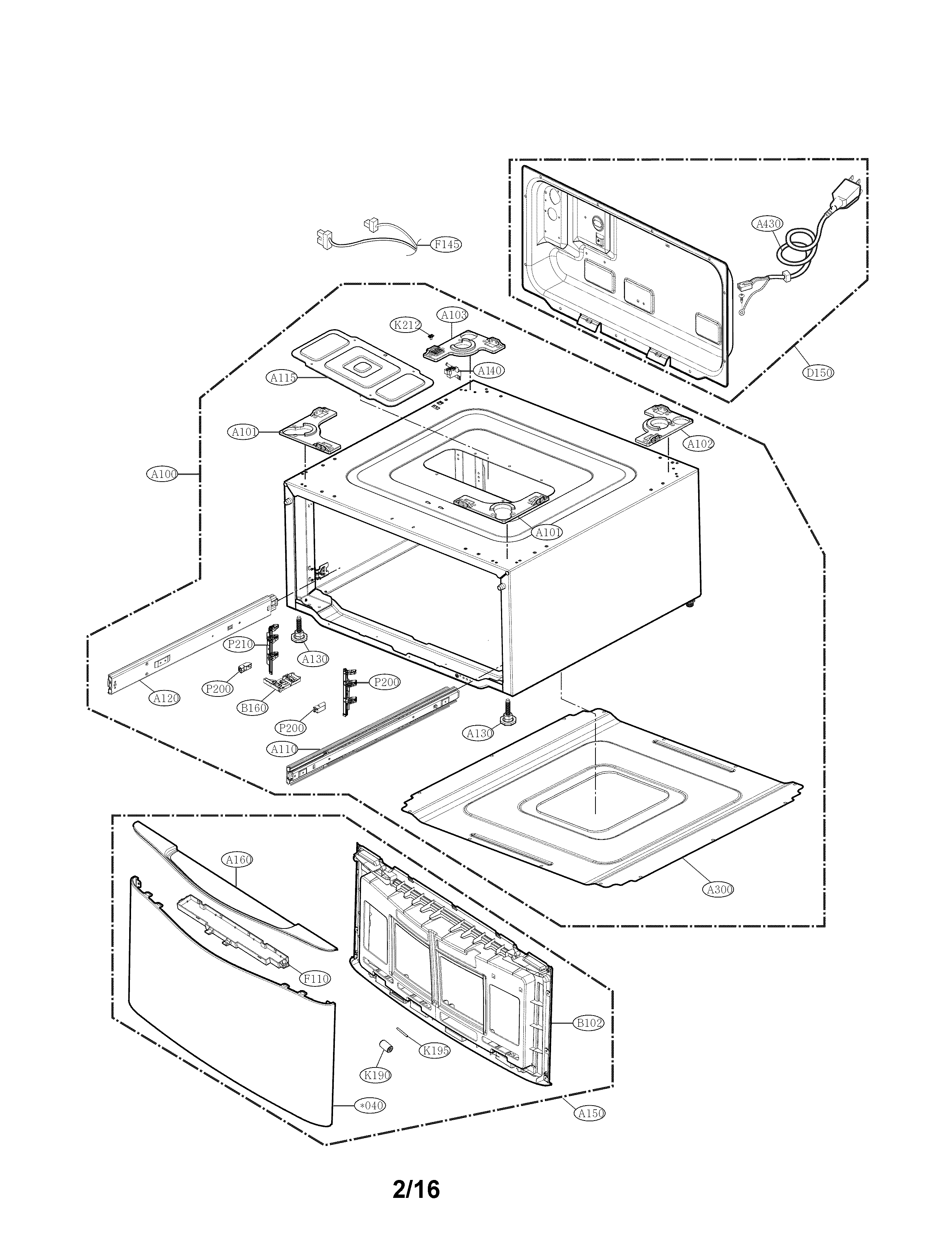 LG WD100CV outer case parts diagram