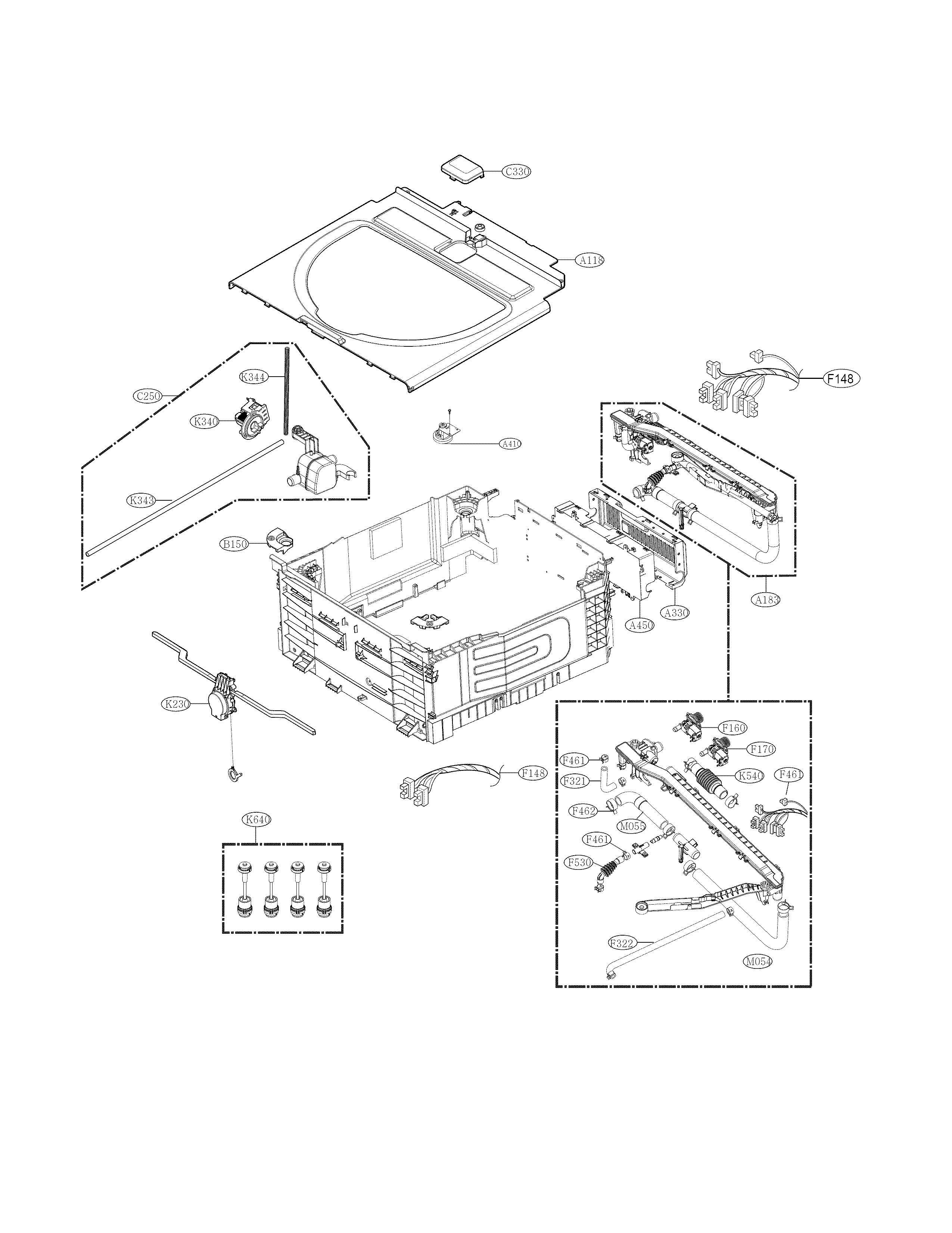 LG WD100CV base parts diagram