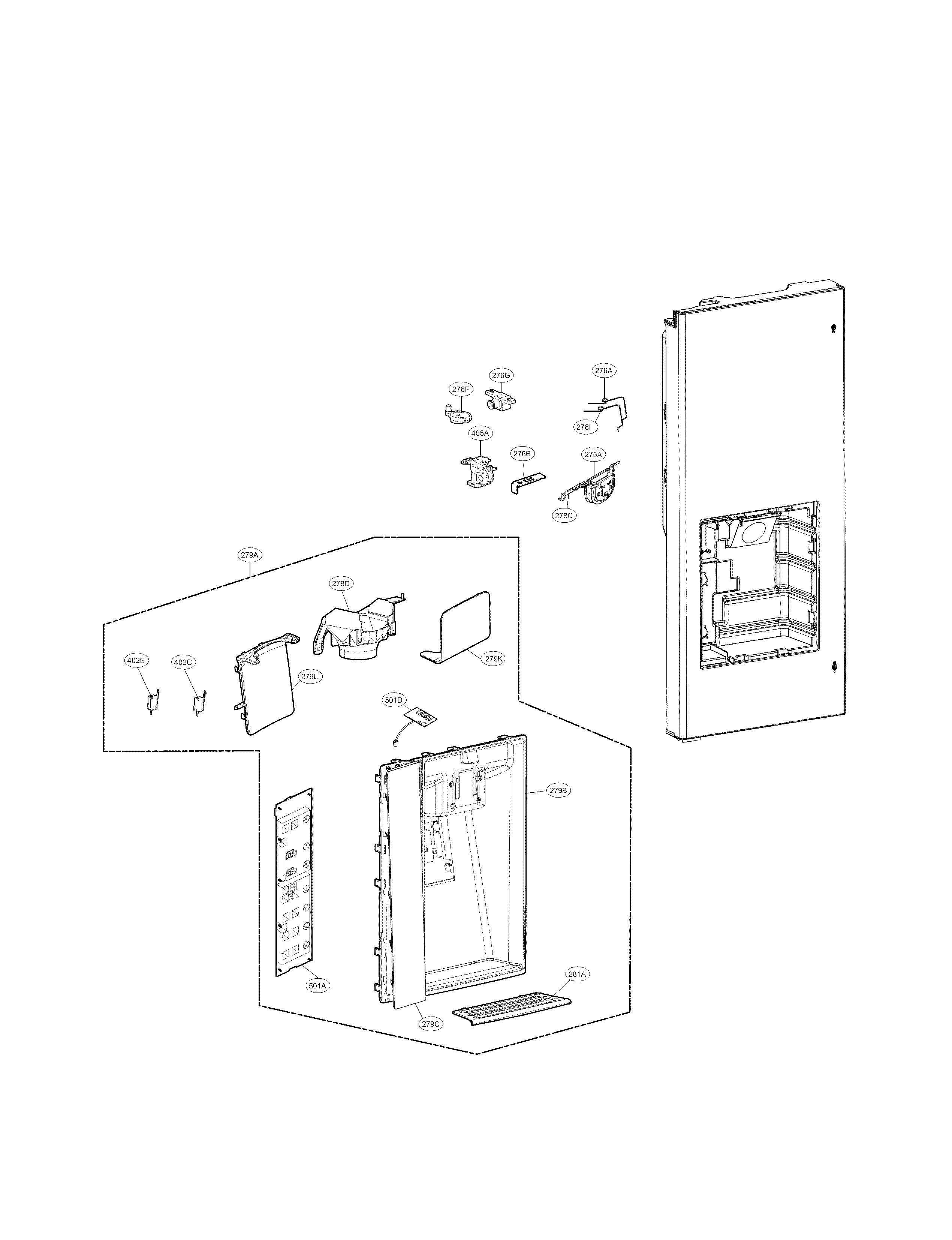 LG LFXC24726S/01 dispenser parts diagram