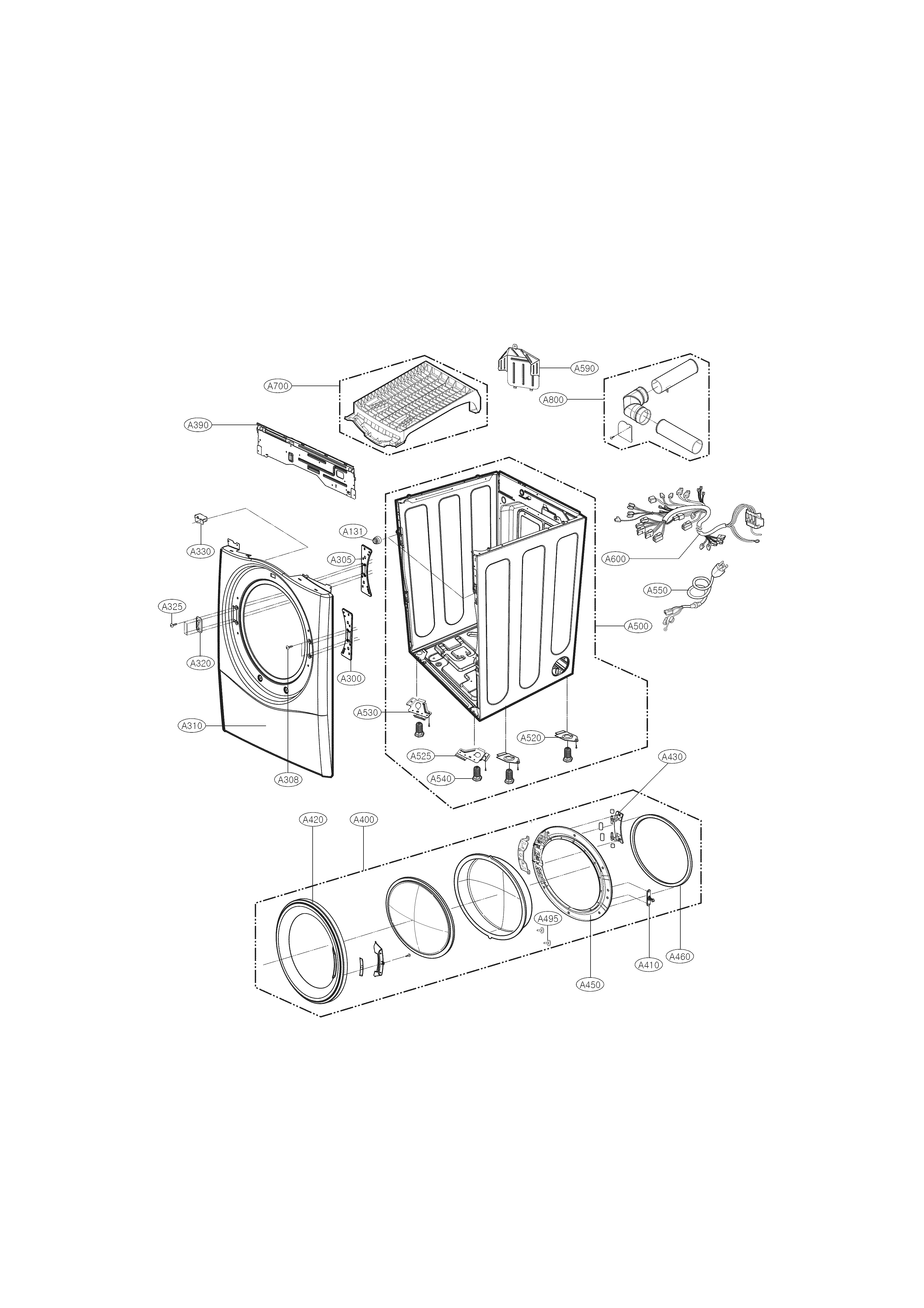 LG DLGX3571W cabinet parts diagram