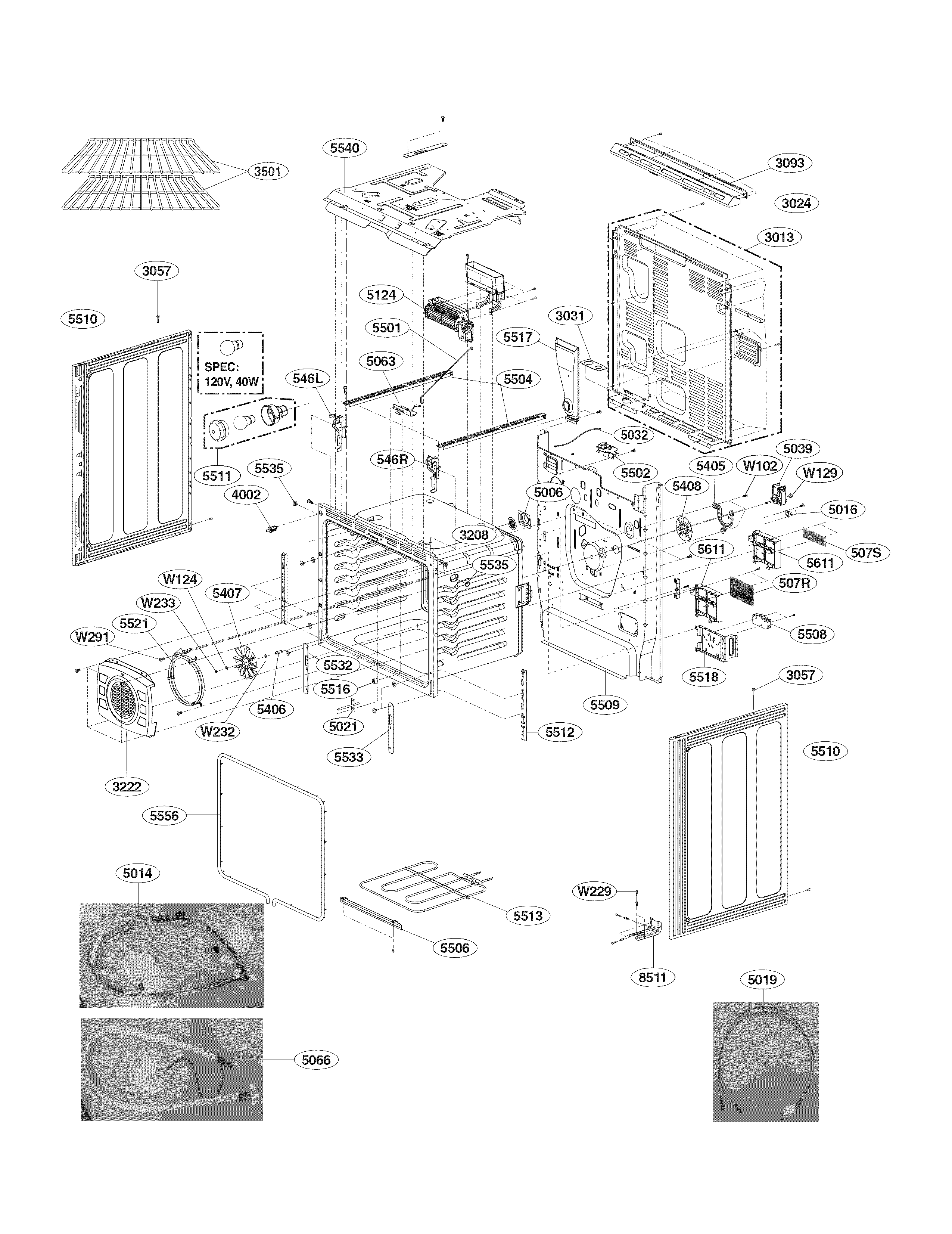 LG LSE4613ST/00 cavity parts diagram