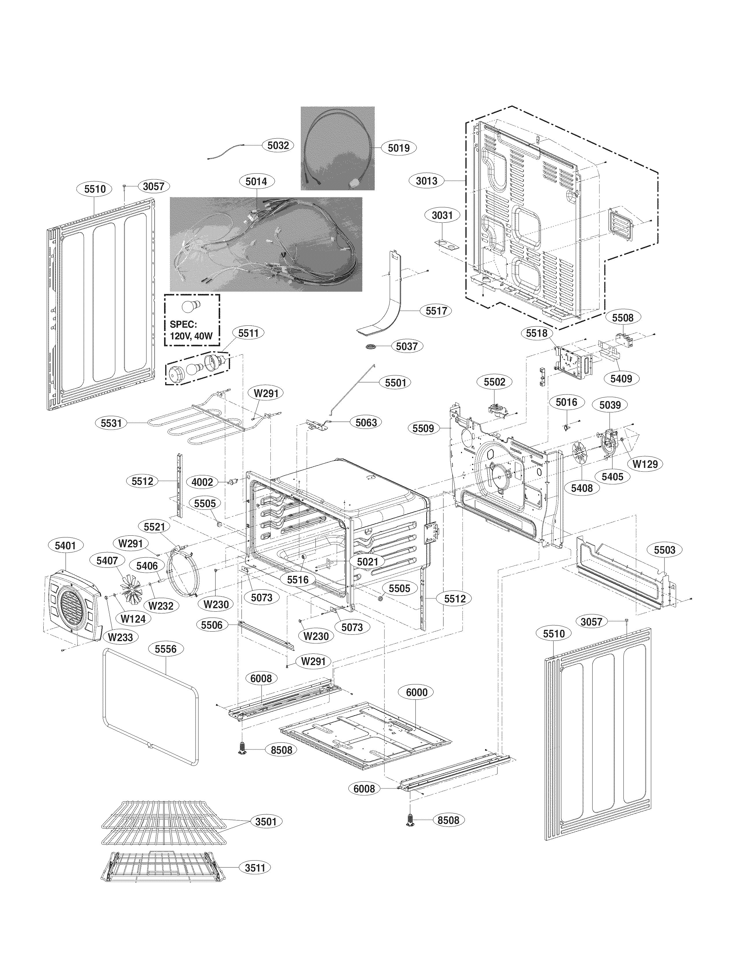 LG LDE4415BD/00 lower cavity parts diagram