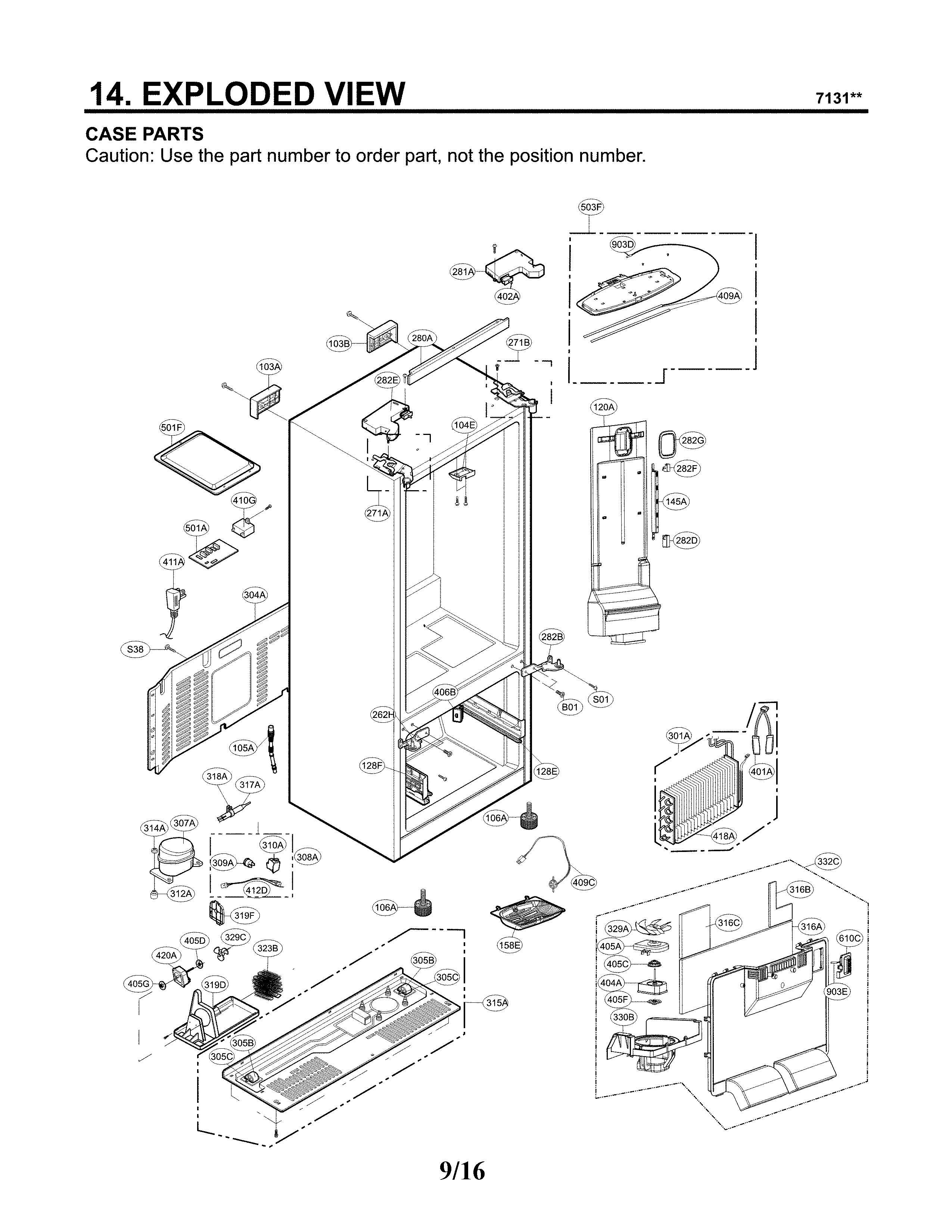 Kenmore 79571314312 case parts diagram