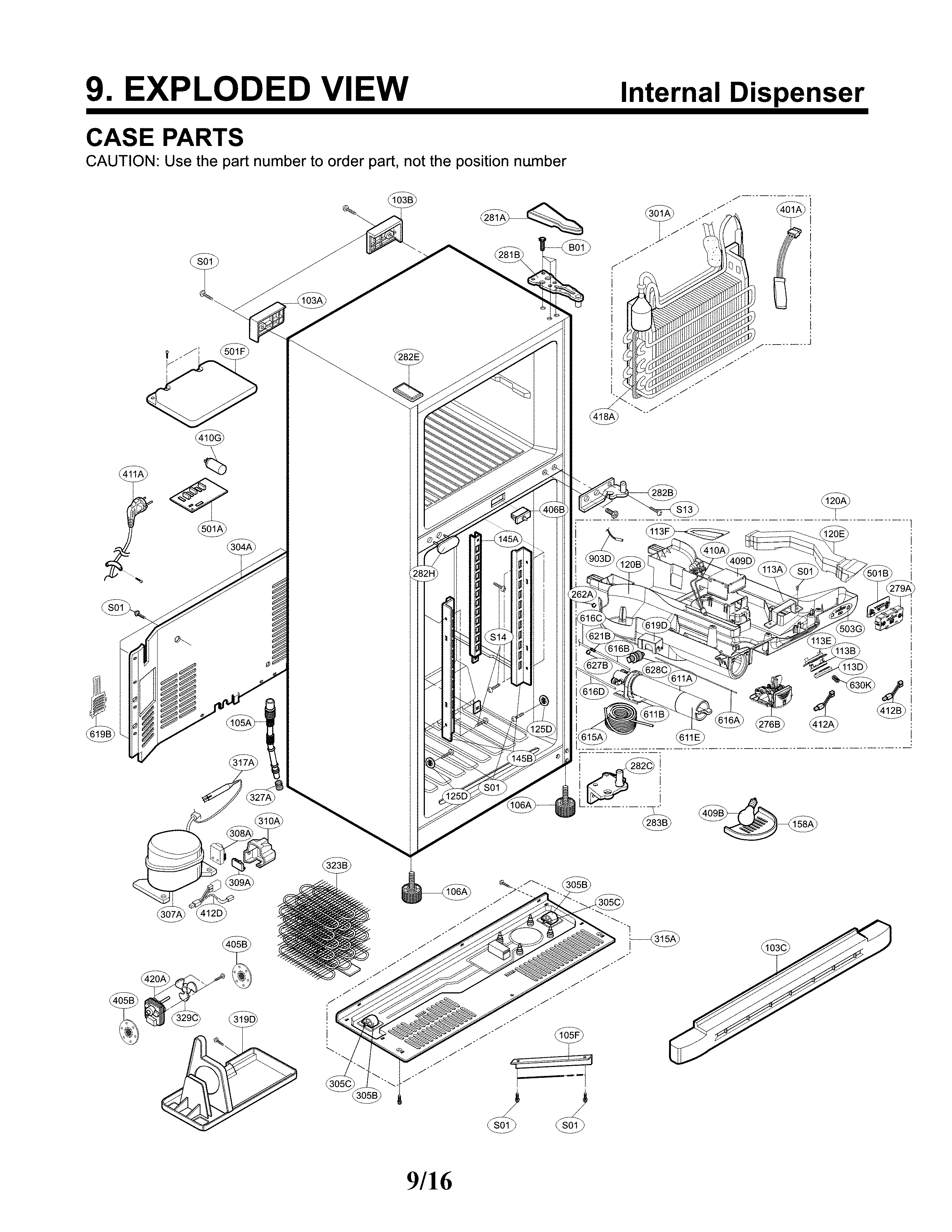Kenmore 79579309901 case parts diagram