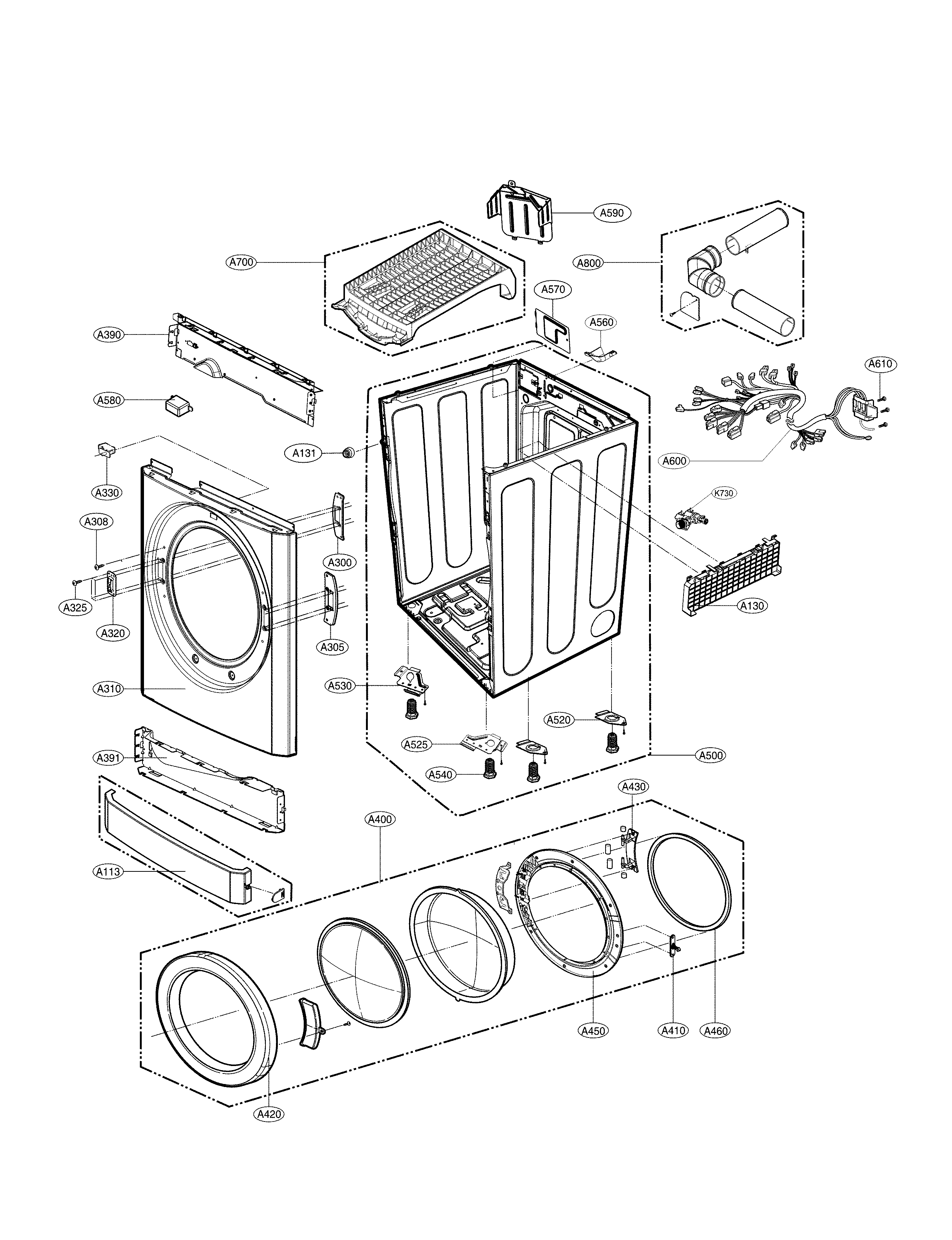 Kenmore 79681393610 drum and tub parts diagram