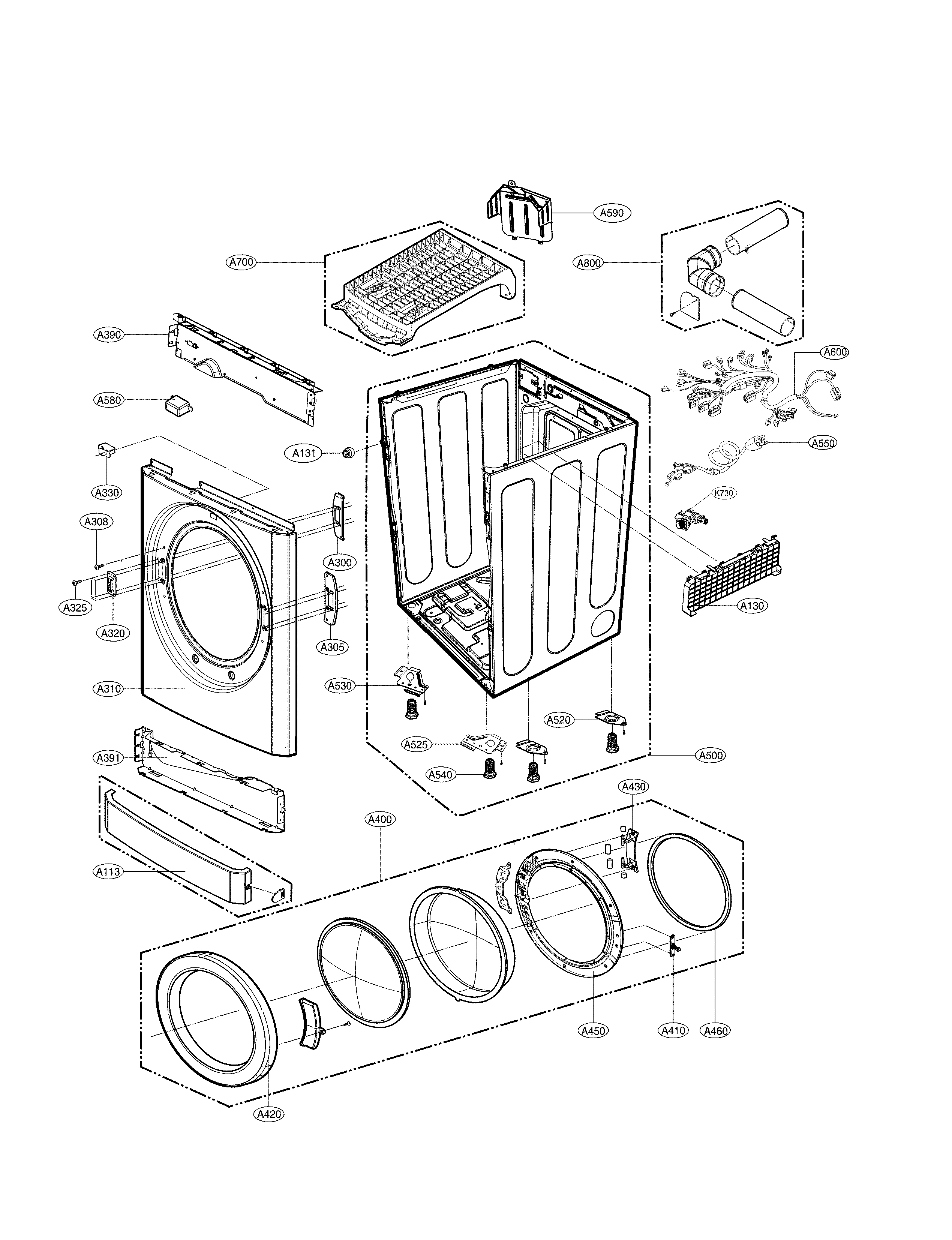 Kenmore 79691393610 drum and tub parts diagram
