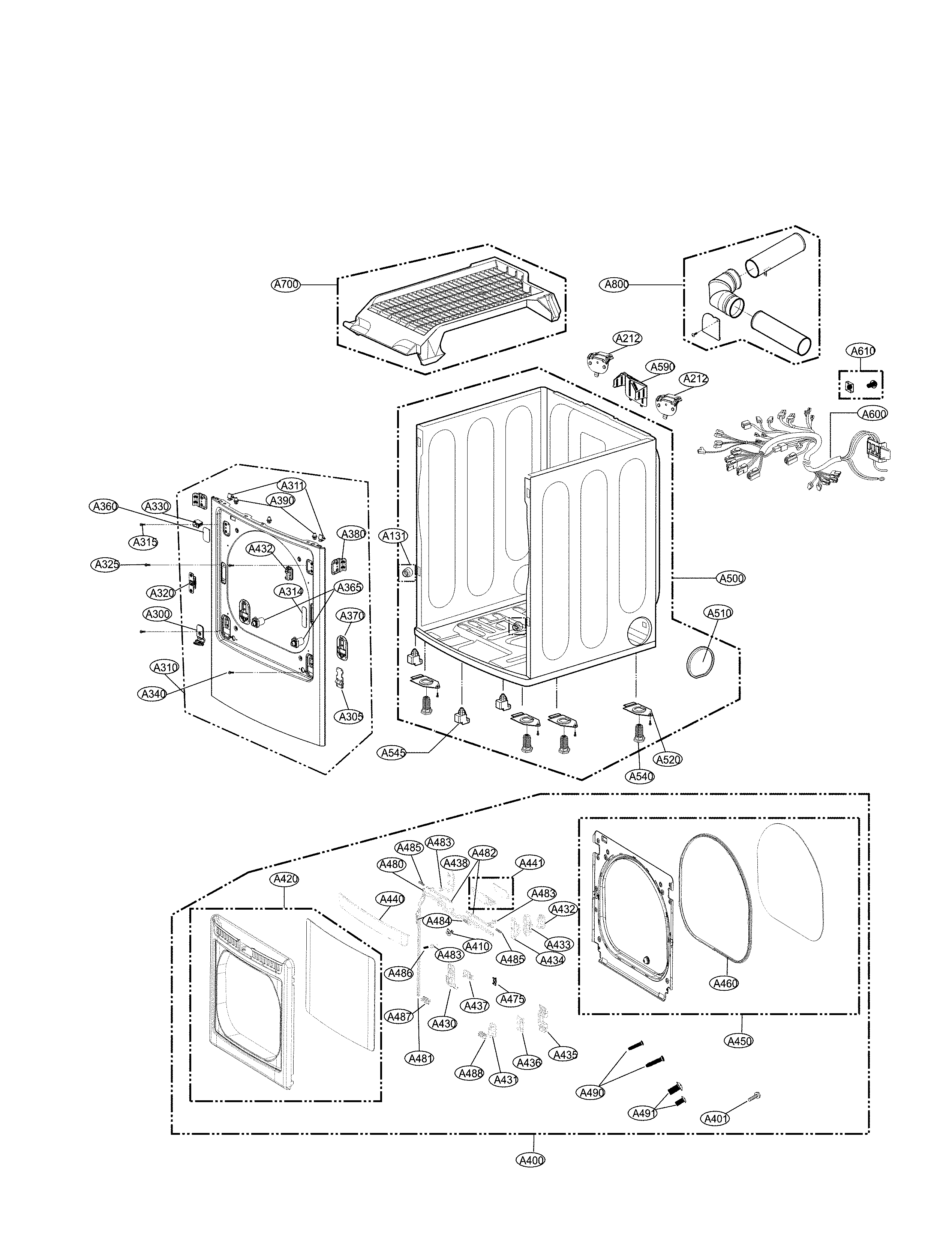 Kenmore Elite 79661552610 cabinet and door parts diagram