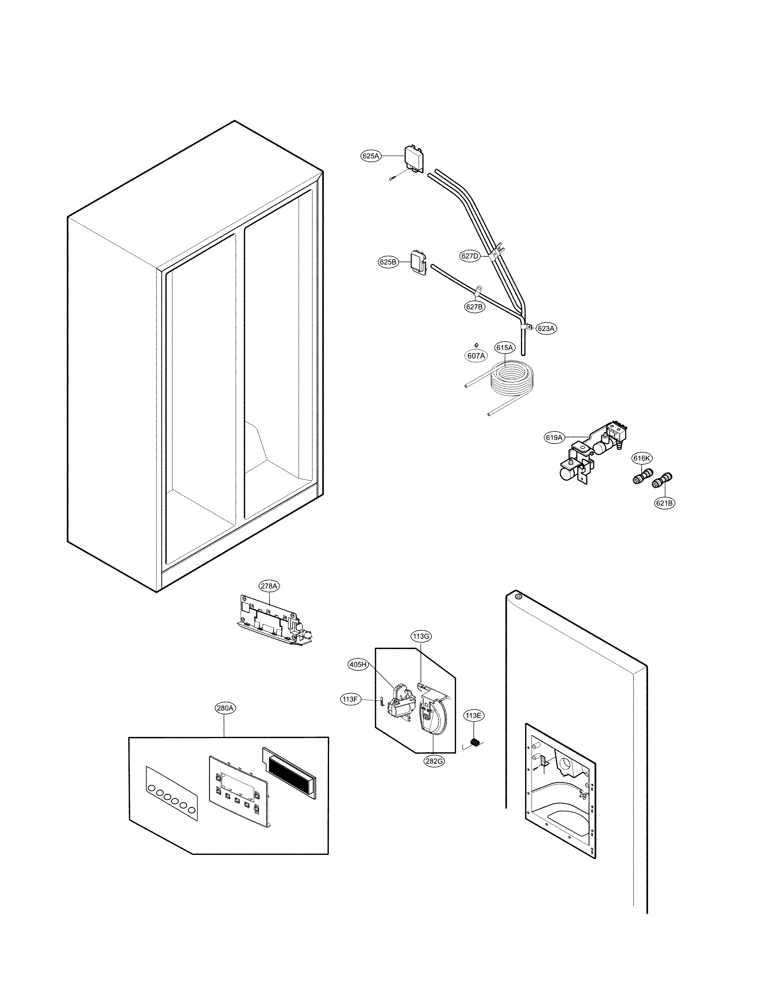 LG LSXS22423W/00 ice and water parts diagram