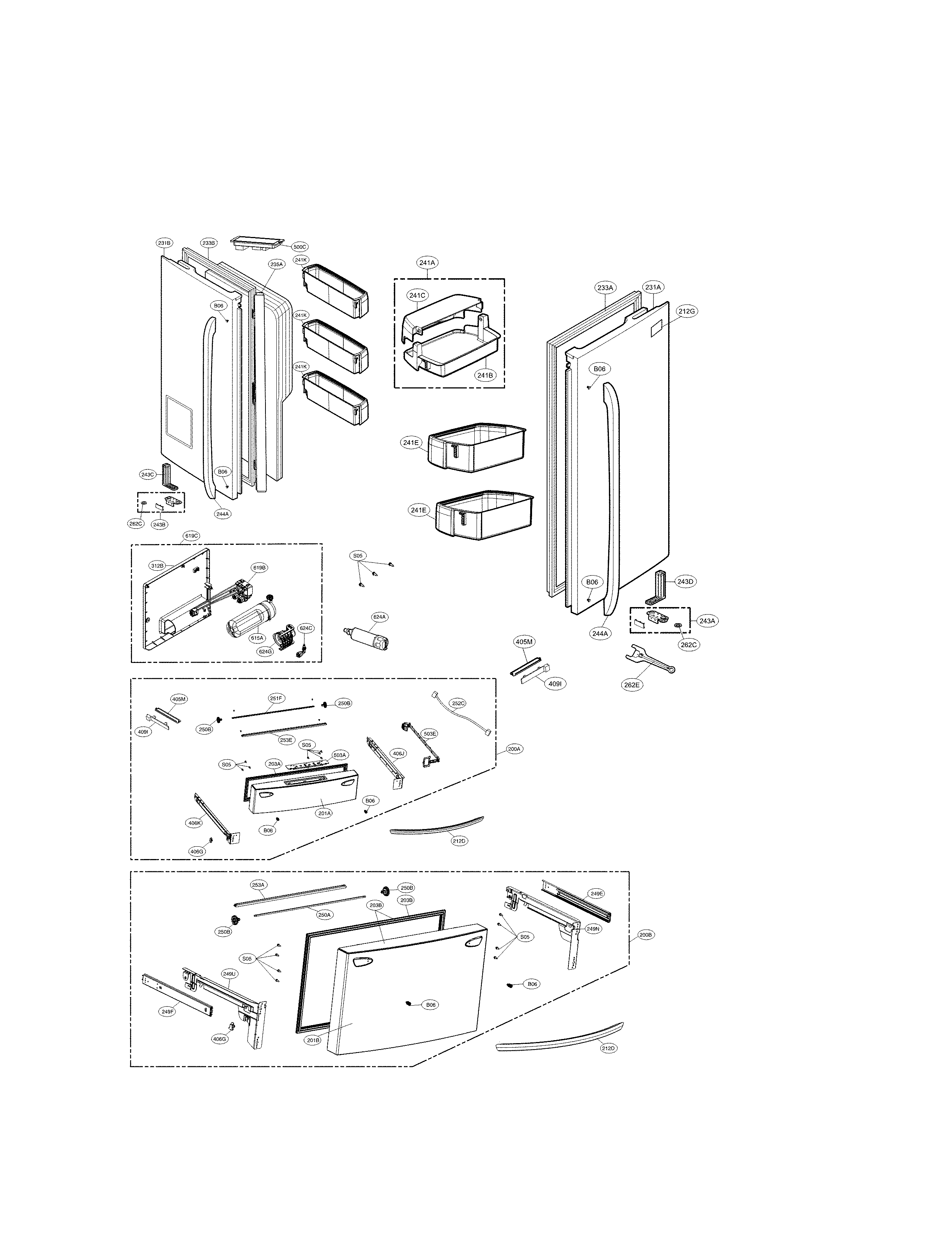 Kenmore Elite 79572483411 door parts diagram