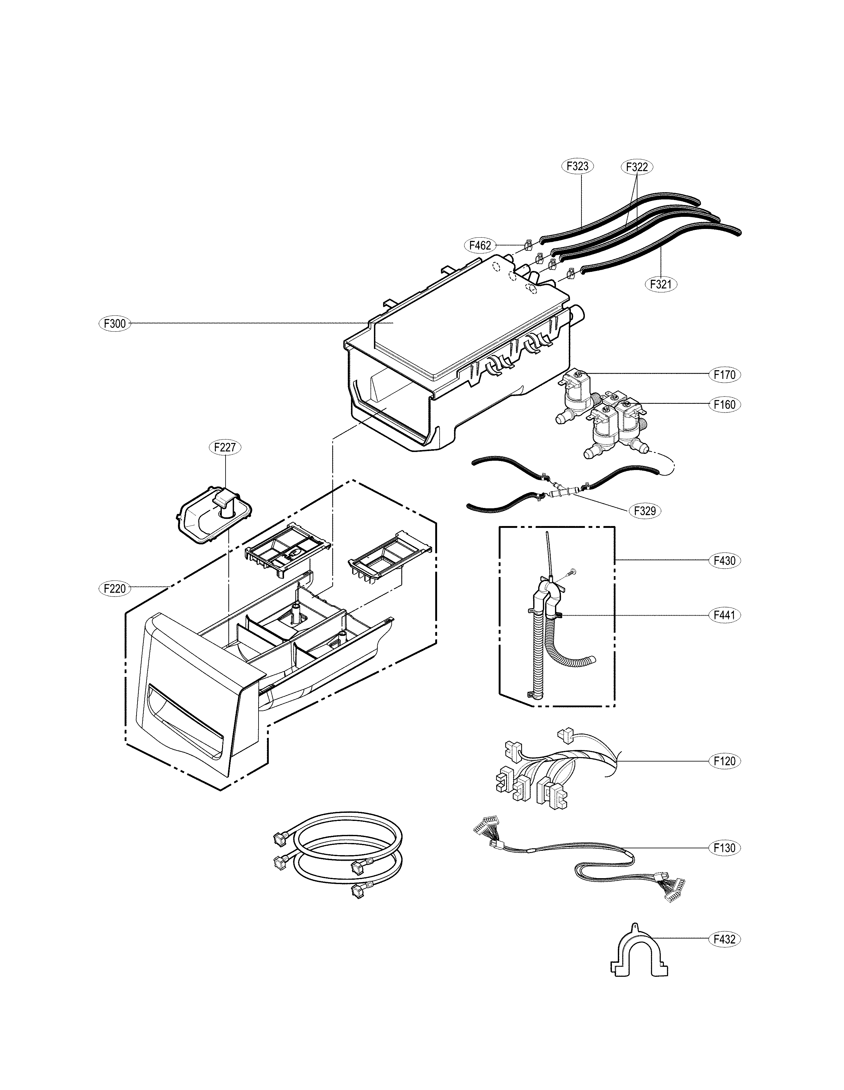 Kenmore Elite 79641482411 dispenser assembly parts diagram