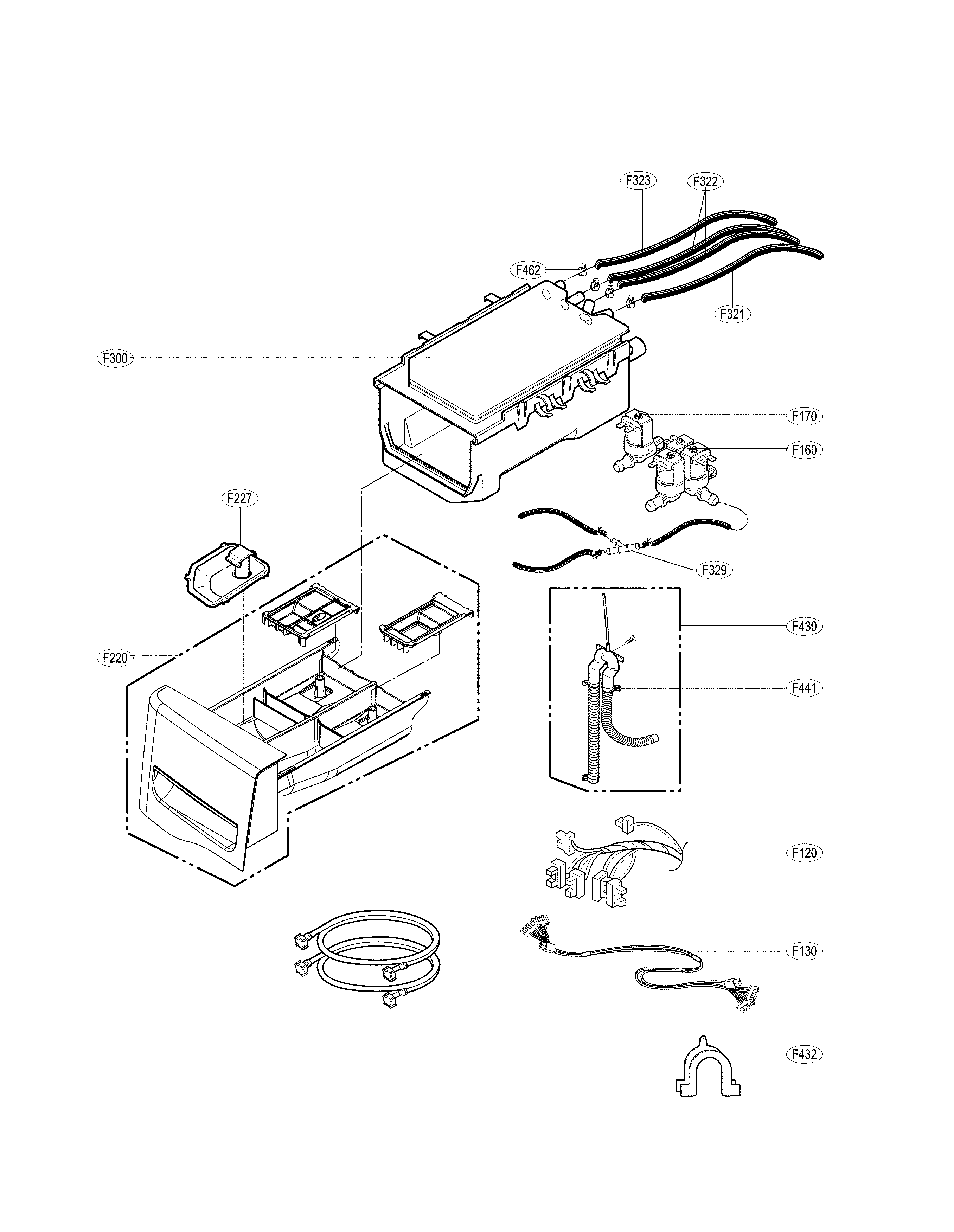 Kenmore Elite 79641582411 dispenser assembly parts diagram