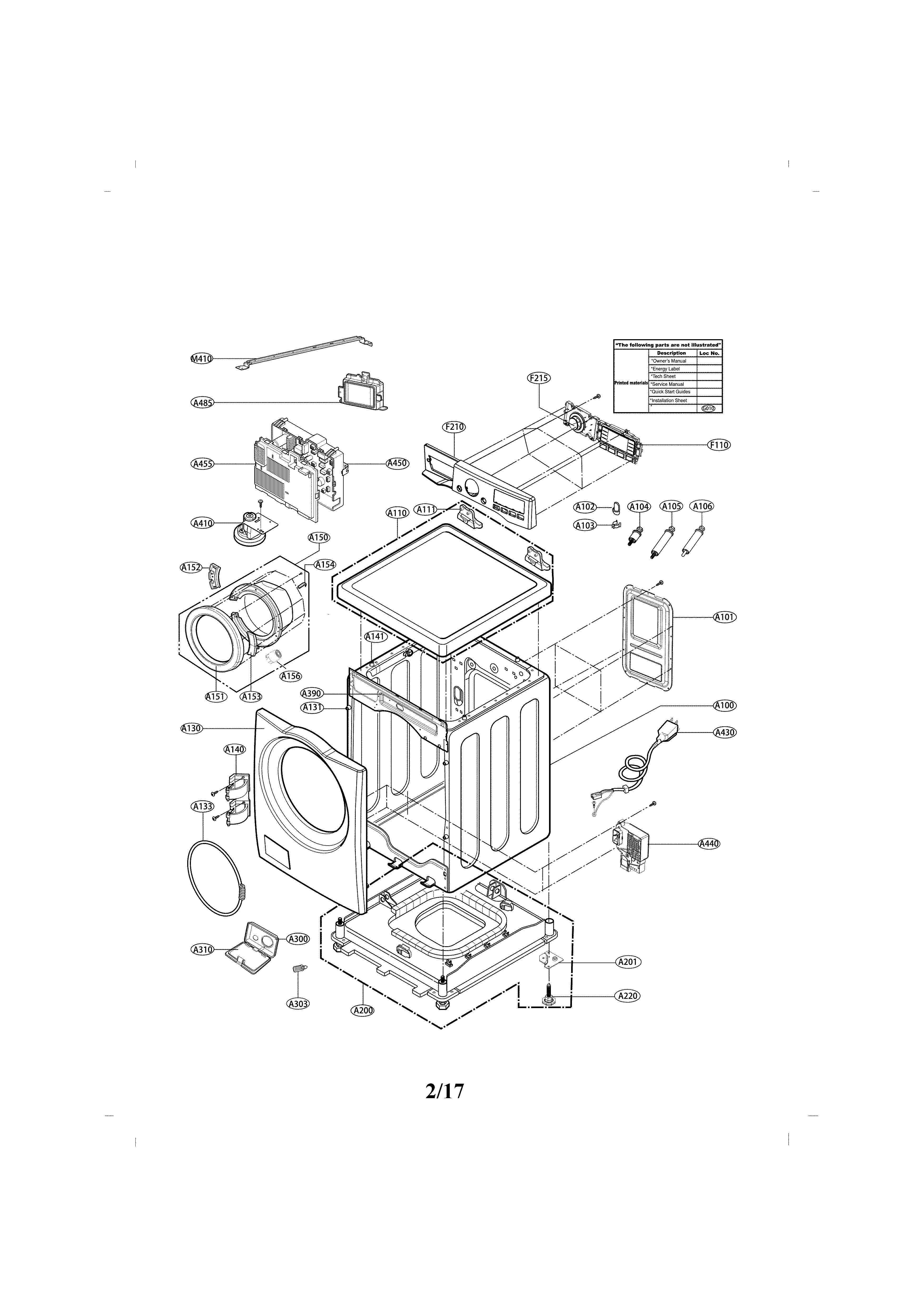 LG WM3670HWA/00 cabinet and control parts diagram