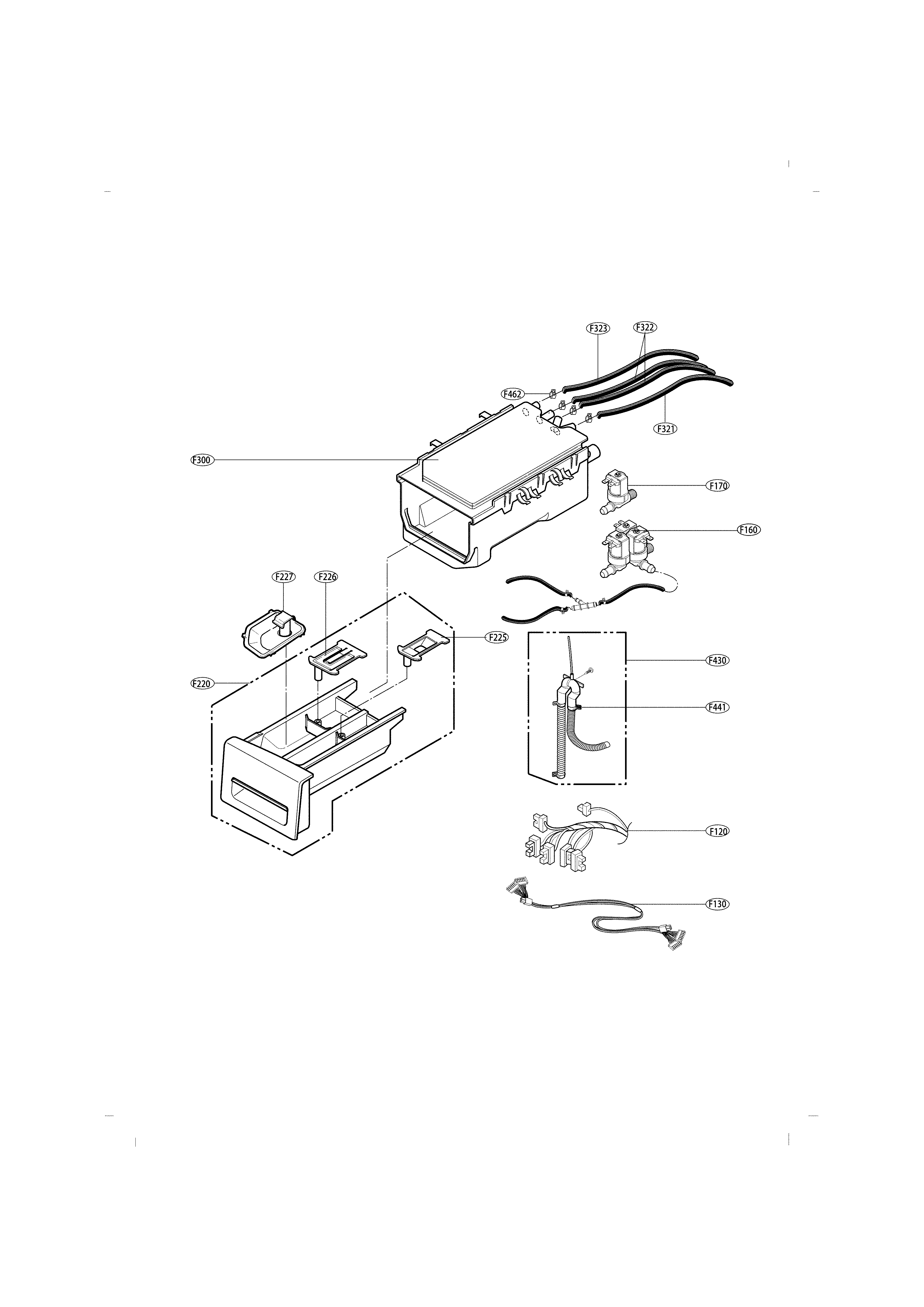 LG WM3670HWA/00 dispenser assembly parts diagram