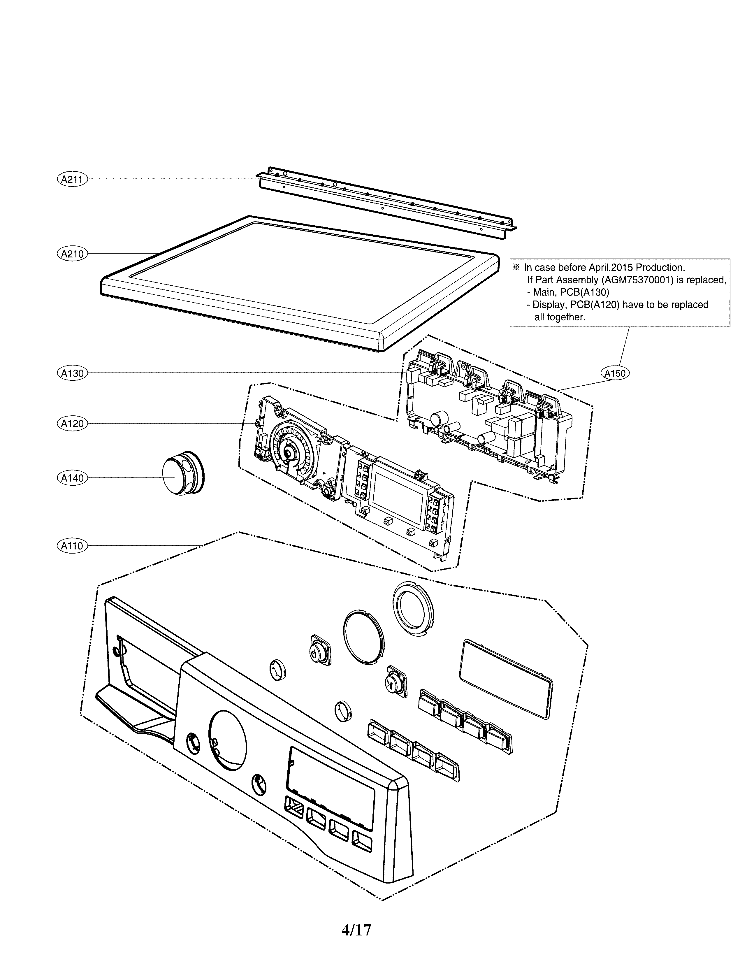 LG DLEX3370W/00 control panel parts diagram