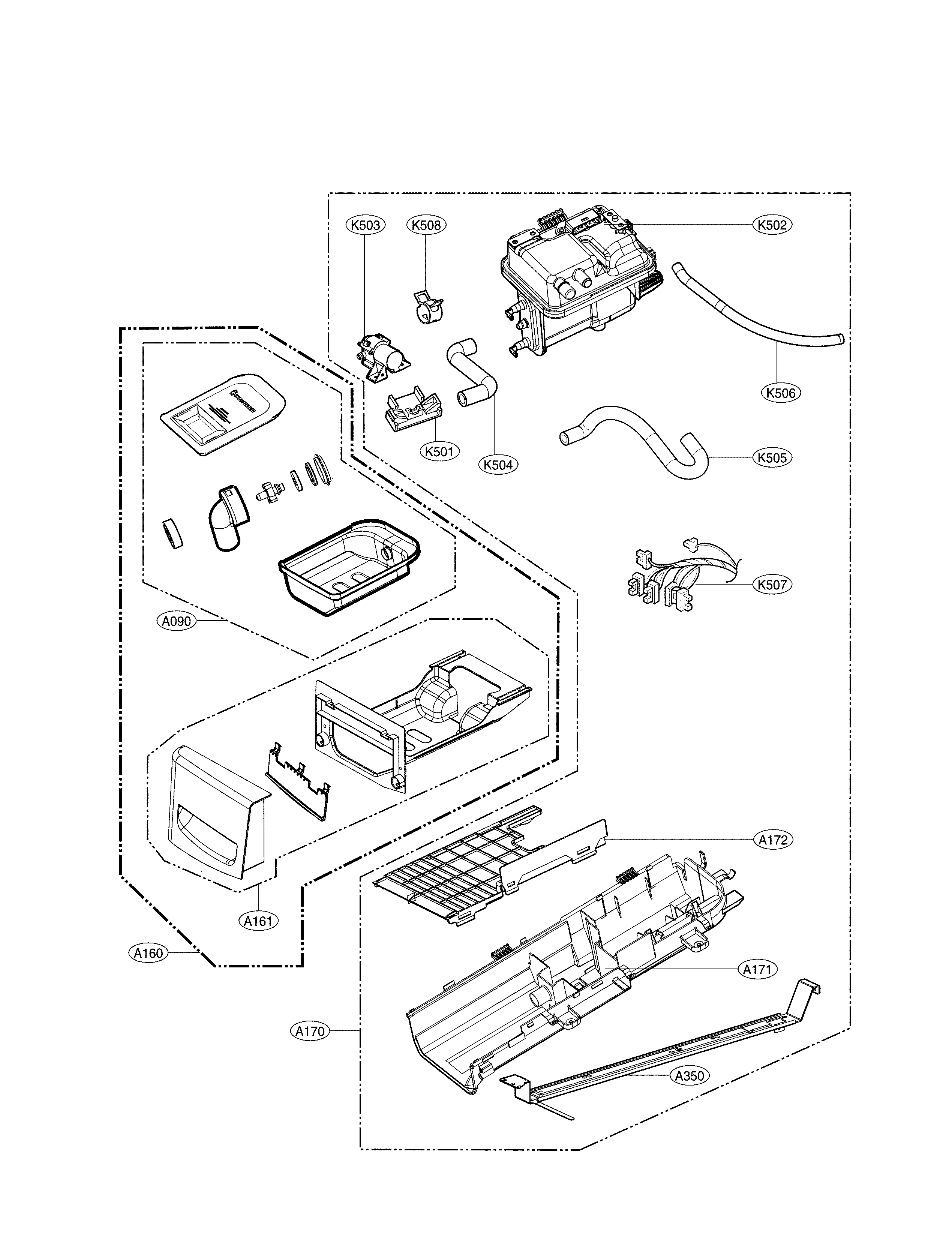 LG DLEX3570W/00 drawer panel parts diagram