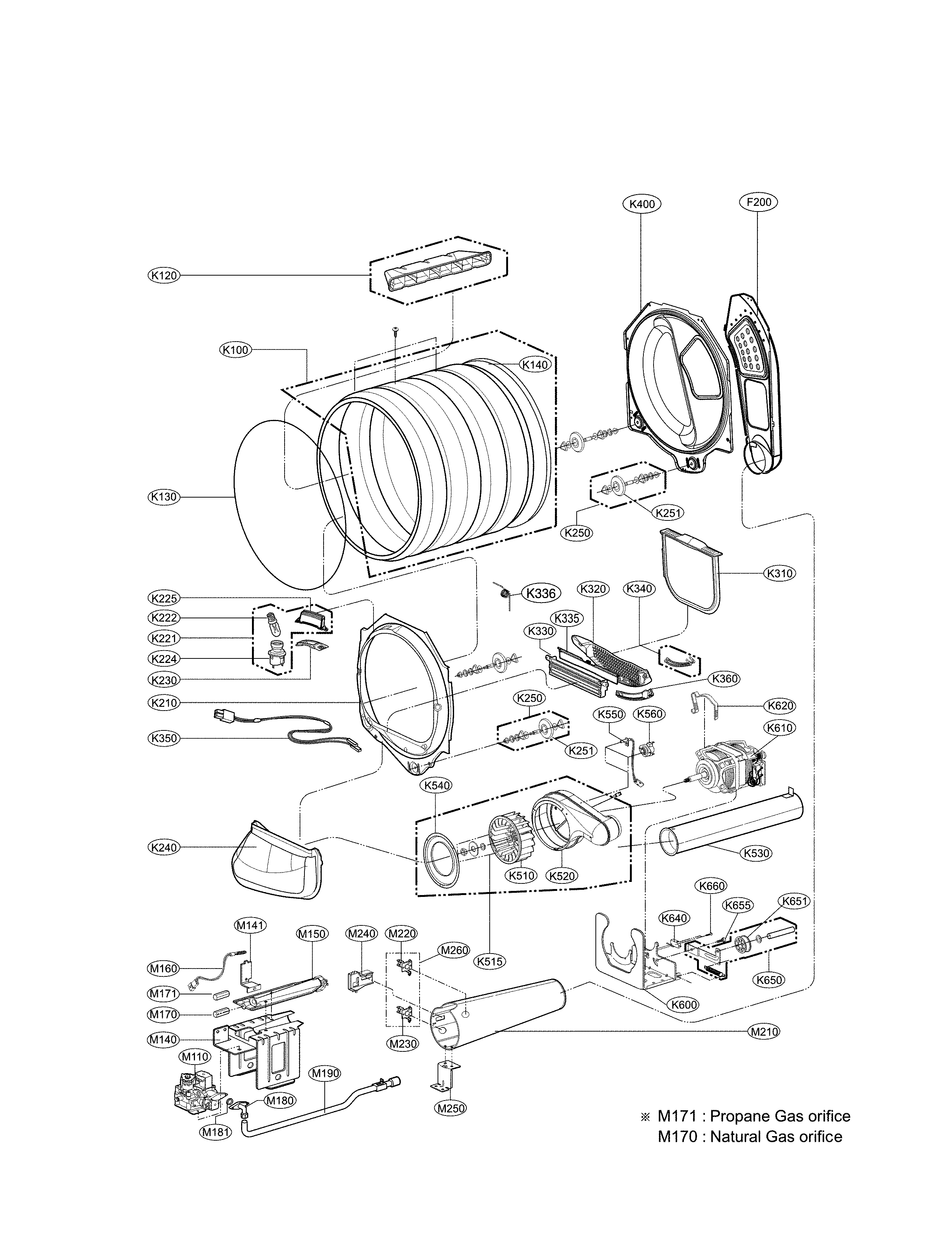 LG DLG4971W drum and motor parts diagram