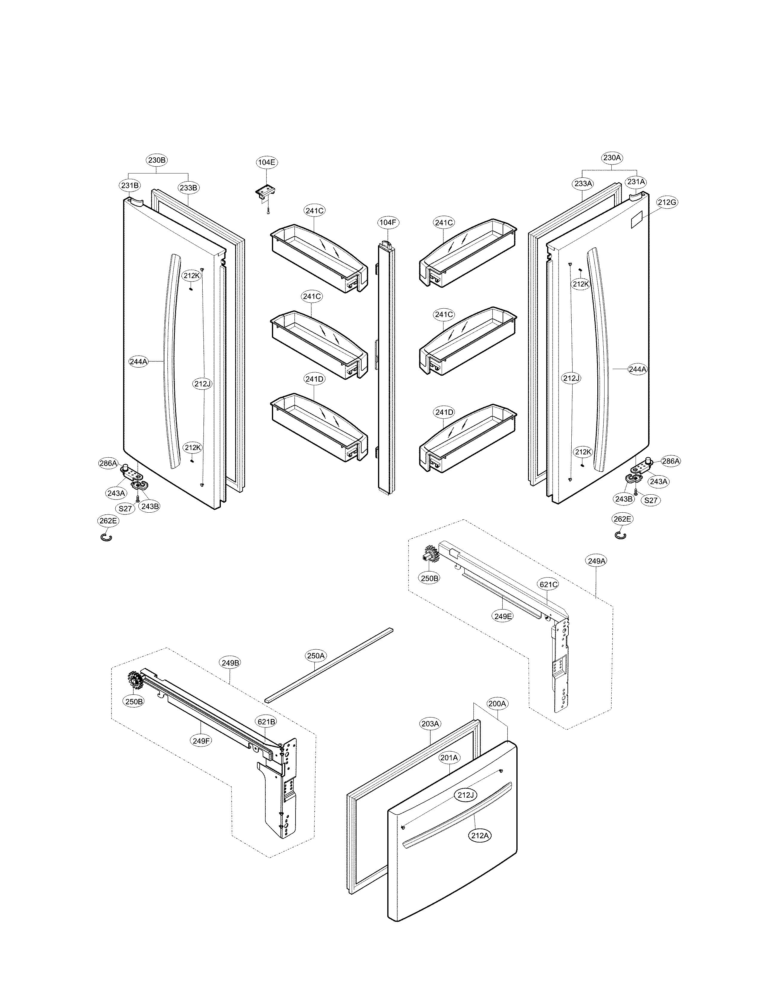 LG LFC20770ST/01 dispenser parts diagram