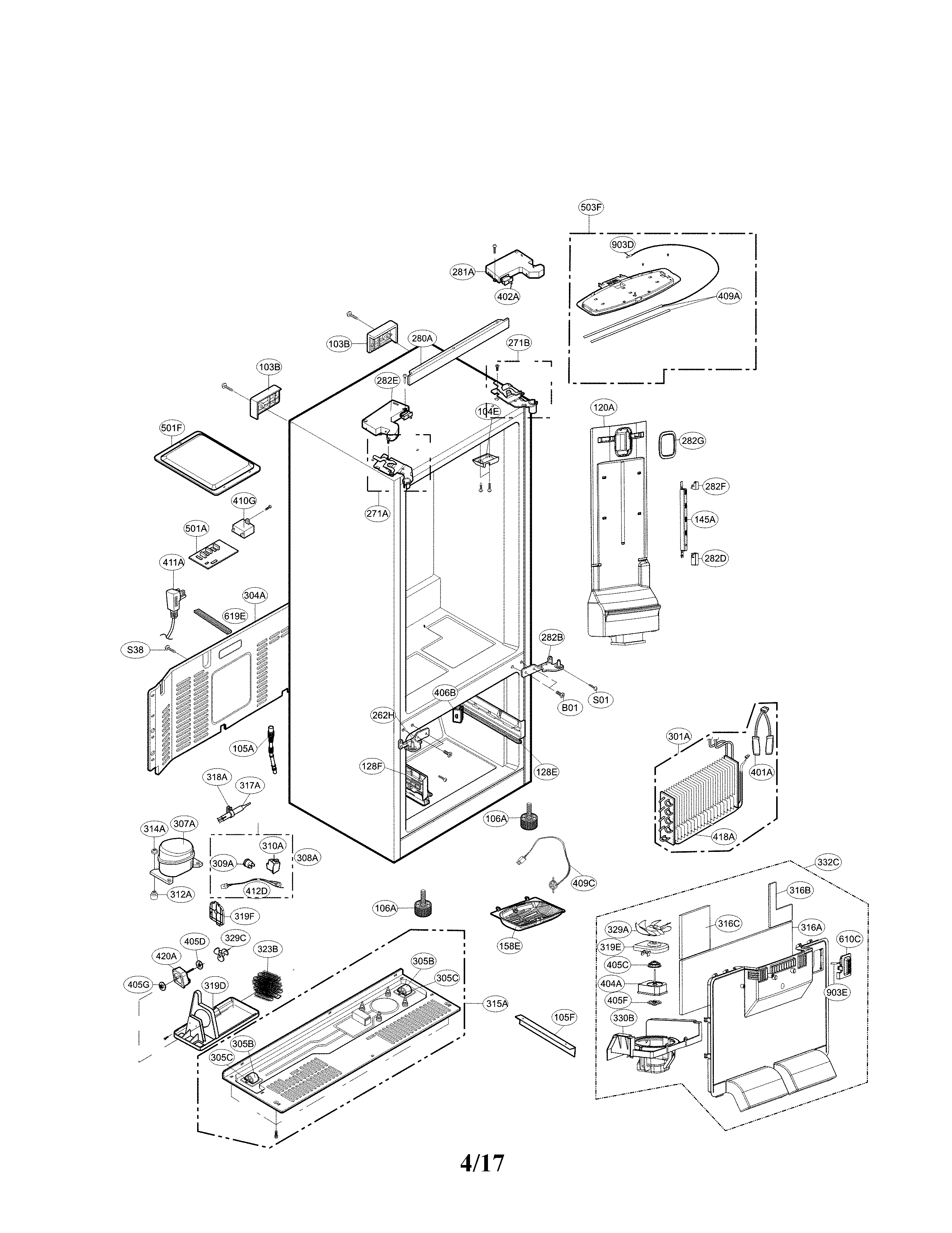LG LFCS22520S/00 case parts diagram