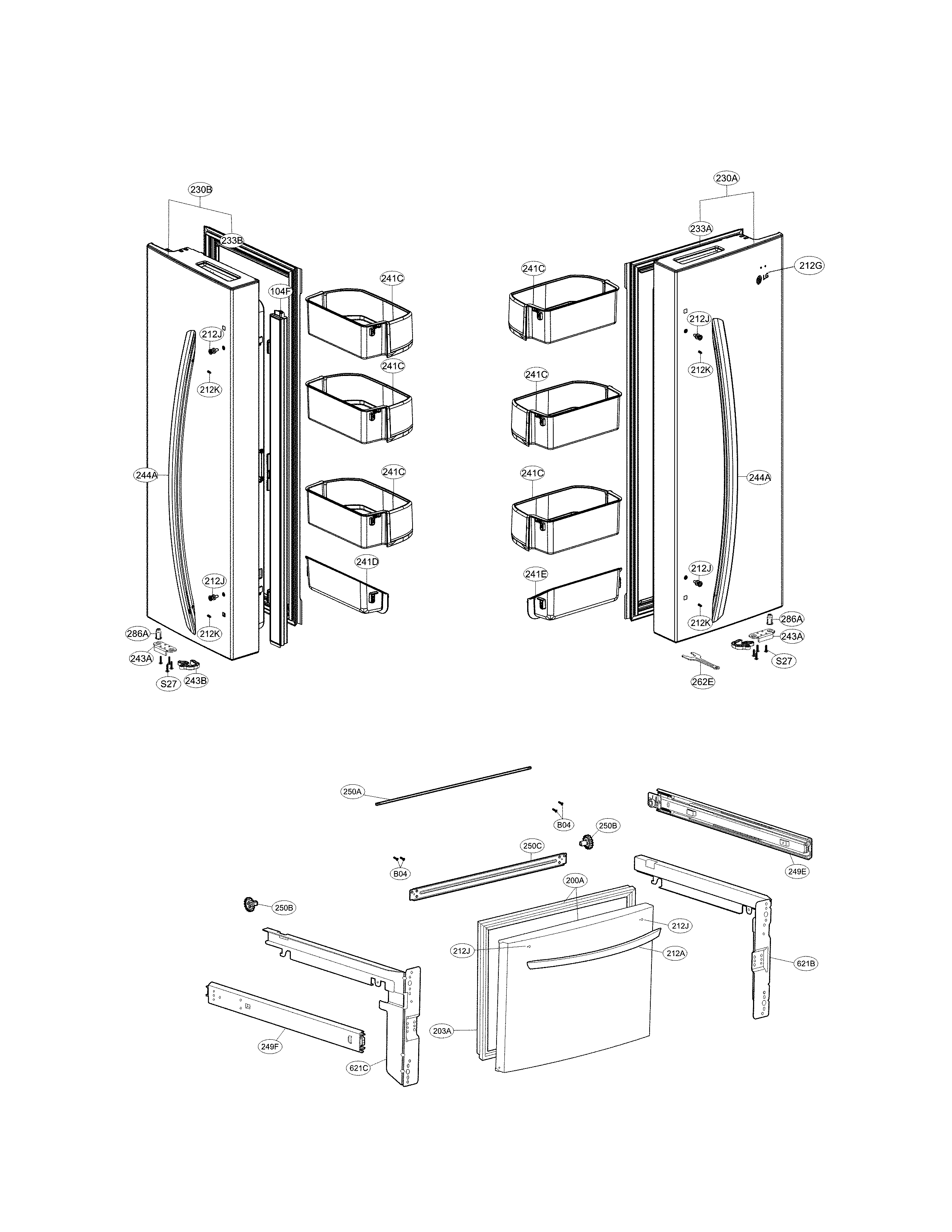 LG LFCS22520S/00 door parts diagram