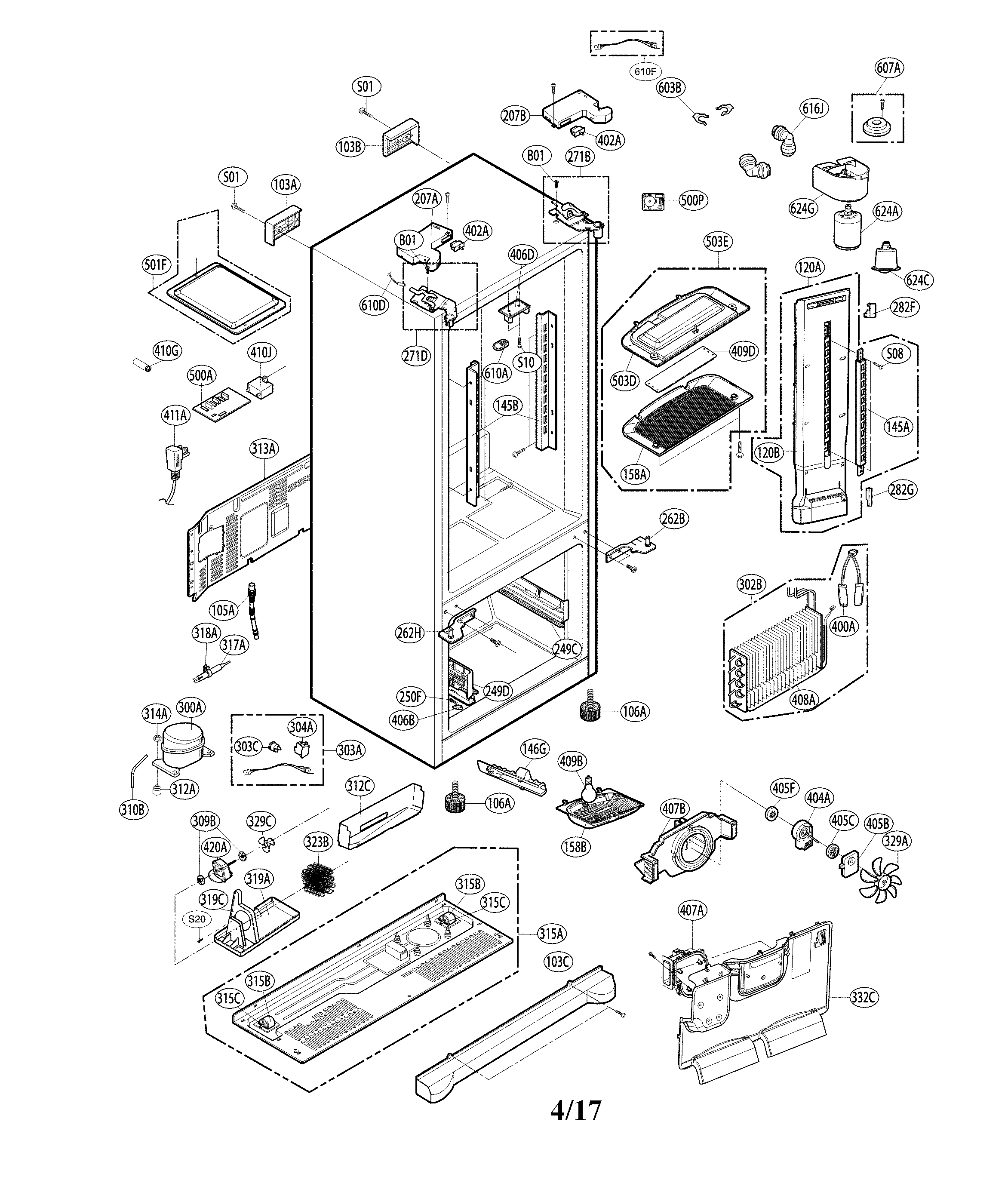 LG LFX25974ST/04 case parts diagram