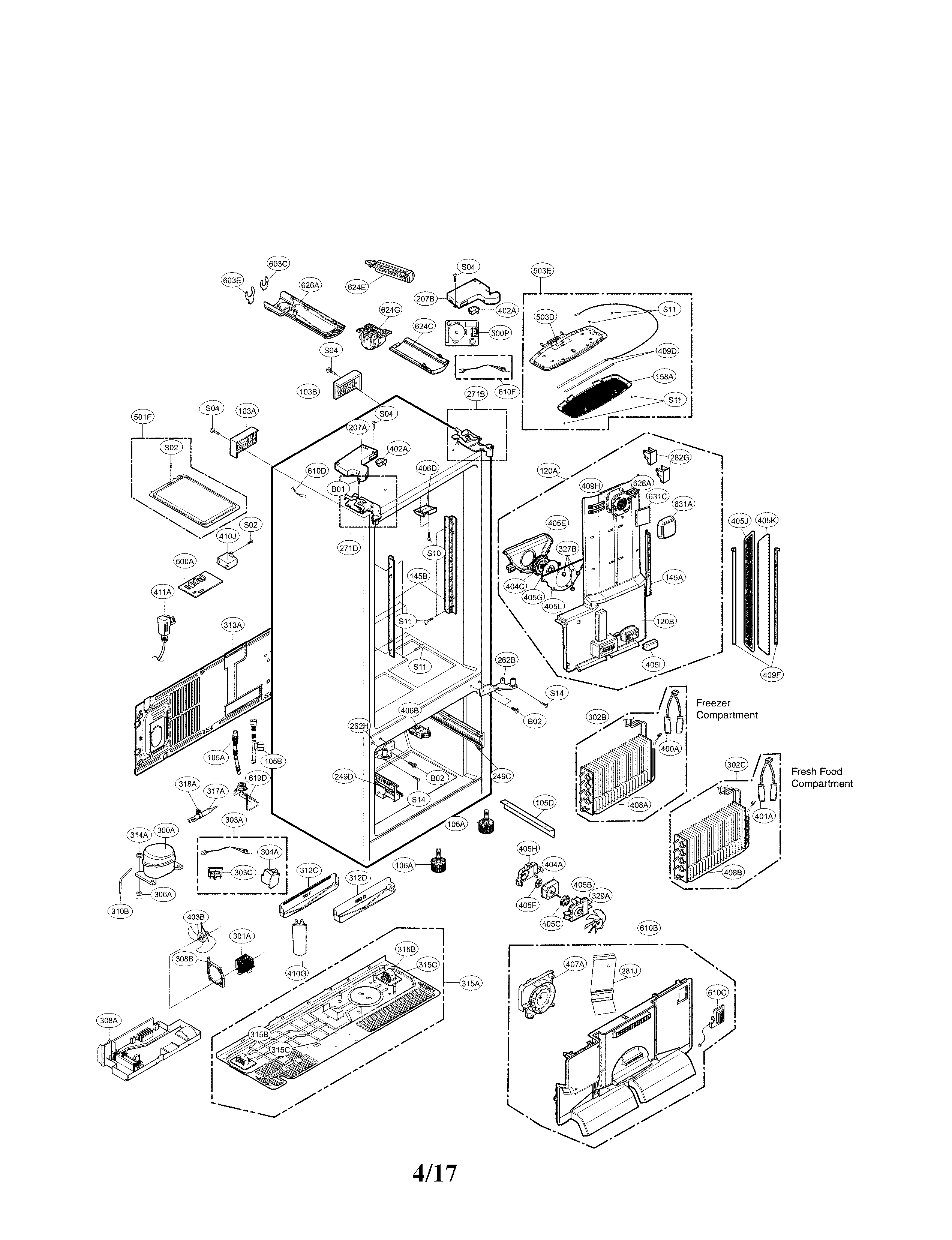 LG LFX31925ST/04 case parts diagram