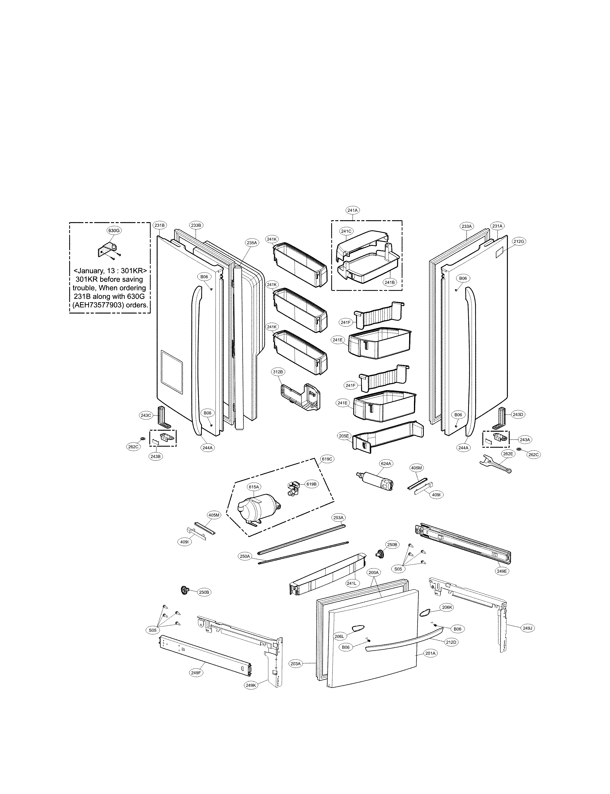 LG LFX31925ST/04 door parts diagram