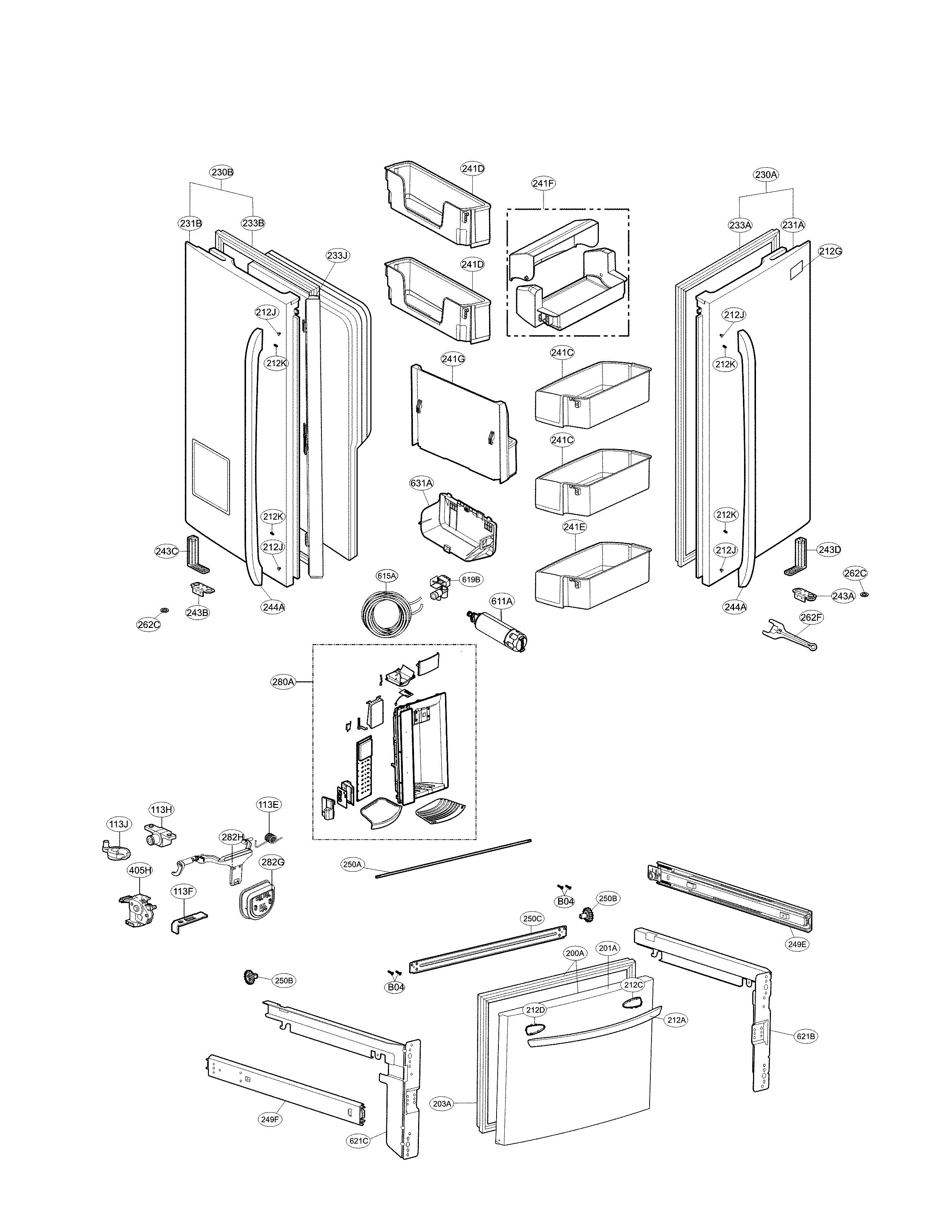 LG LFXS24623S/00 door parts diagram