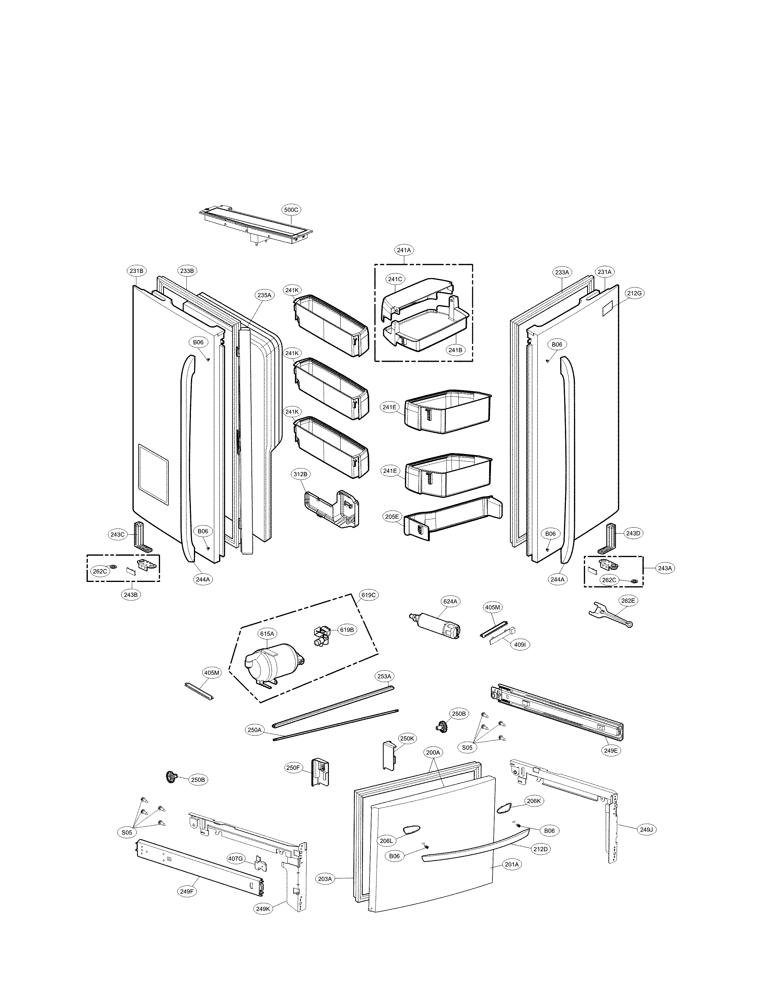 LG LFXS29626S/00 door parts diagram
