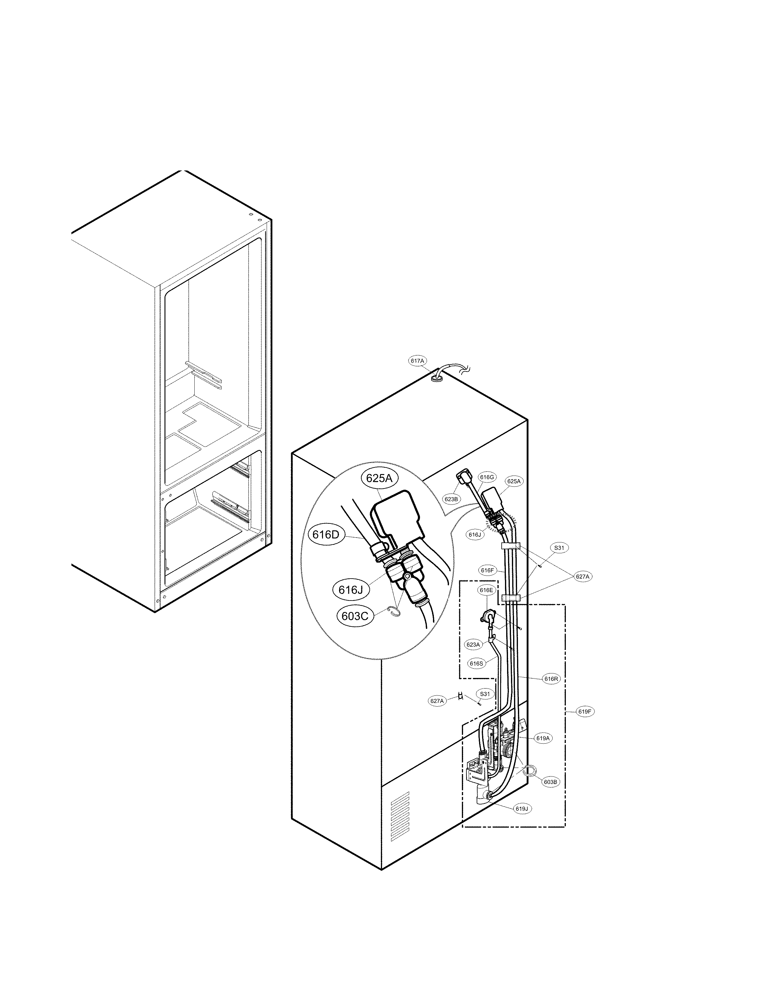 LG LFXS29626S/01 water and valve parts diagram