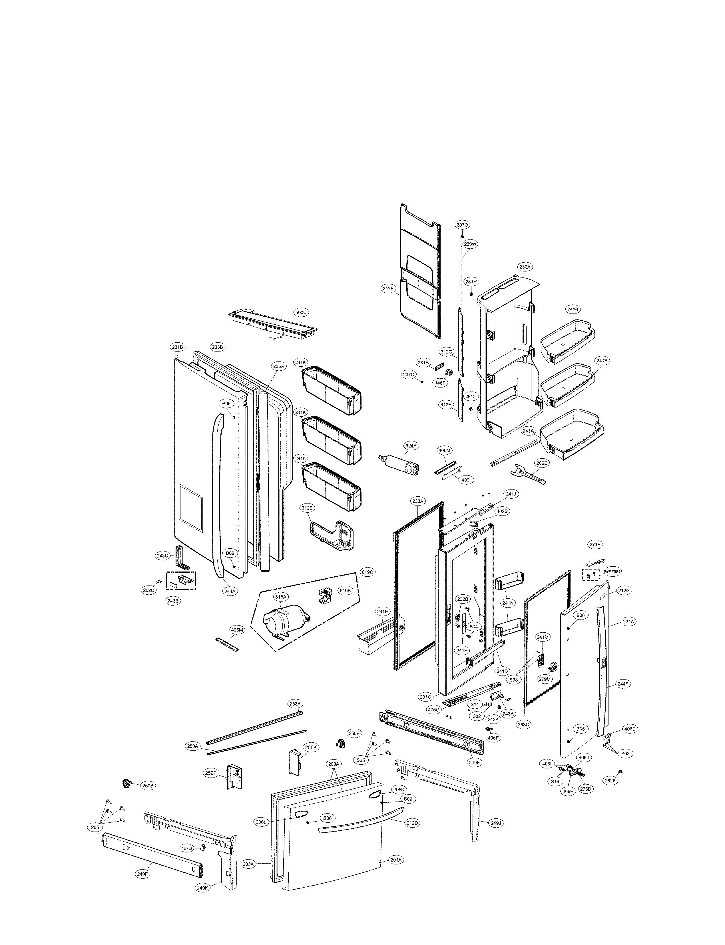 LG LFXS29766S/00 door parts diagram