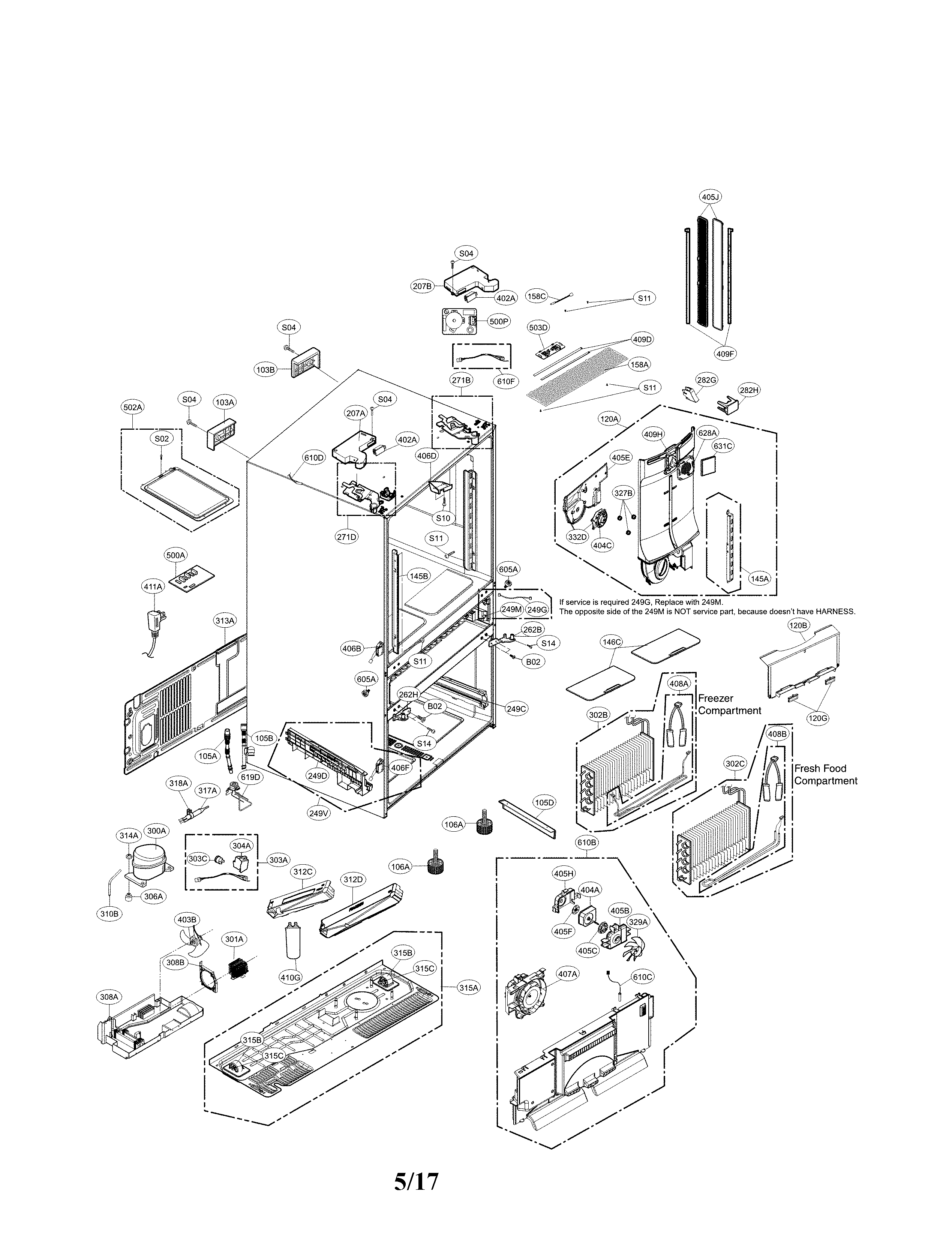 LG LMXS30776D/00 case parts diagram