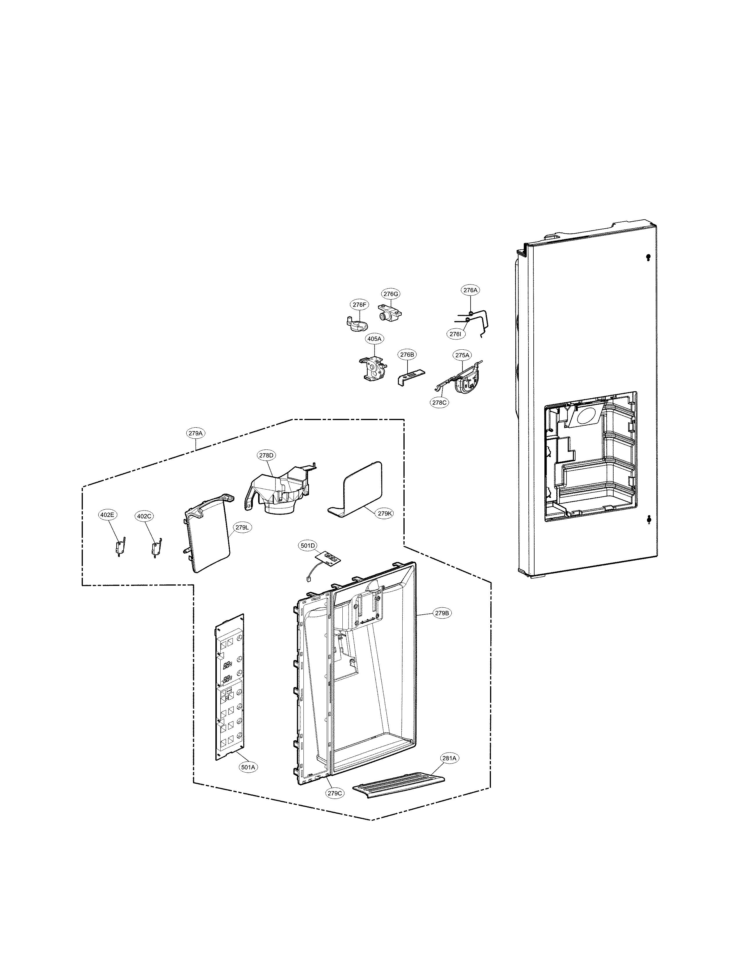 LG LMXS30776D/00 dispenser parts diagram