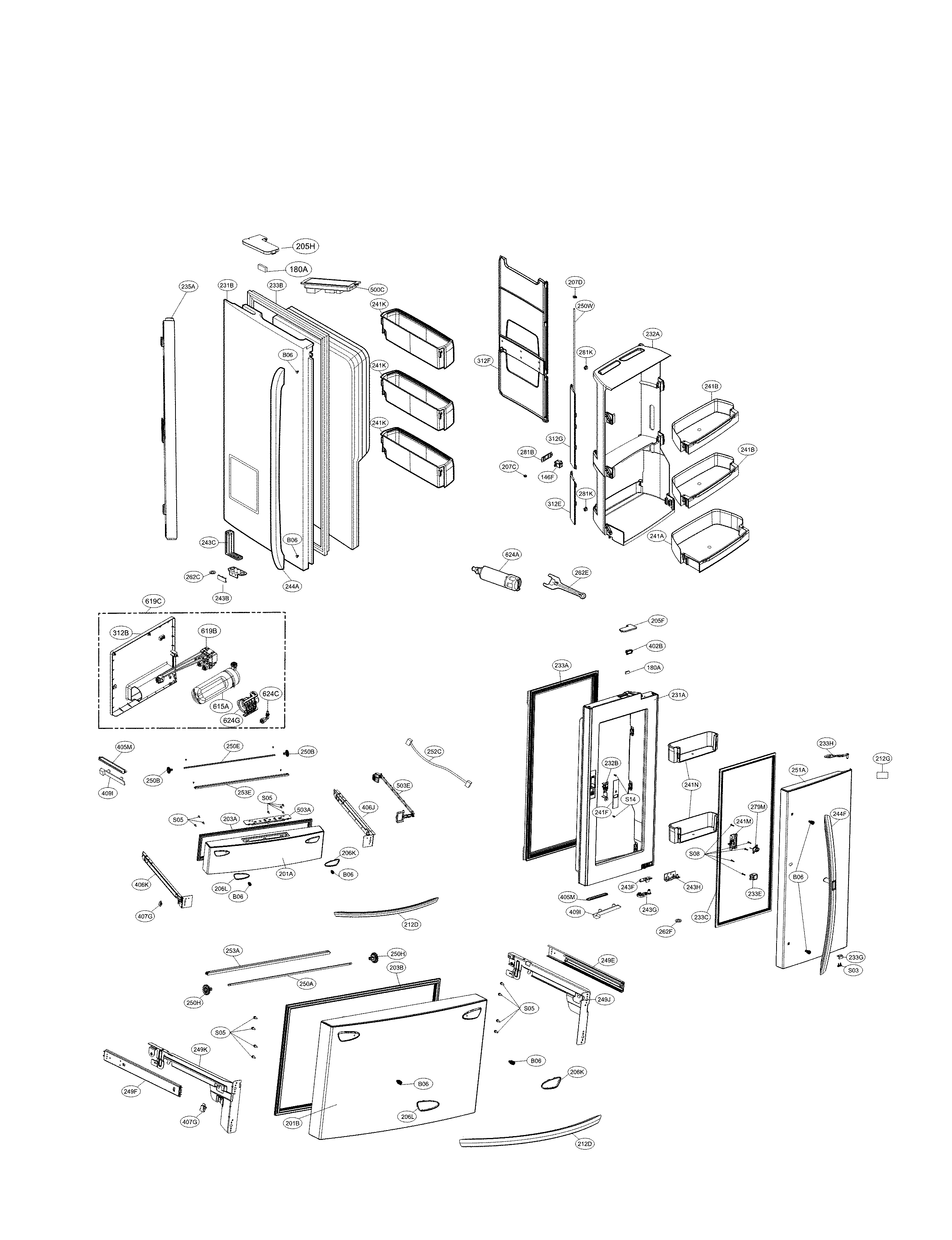 LG LMXS30776S/00 door parts diagram