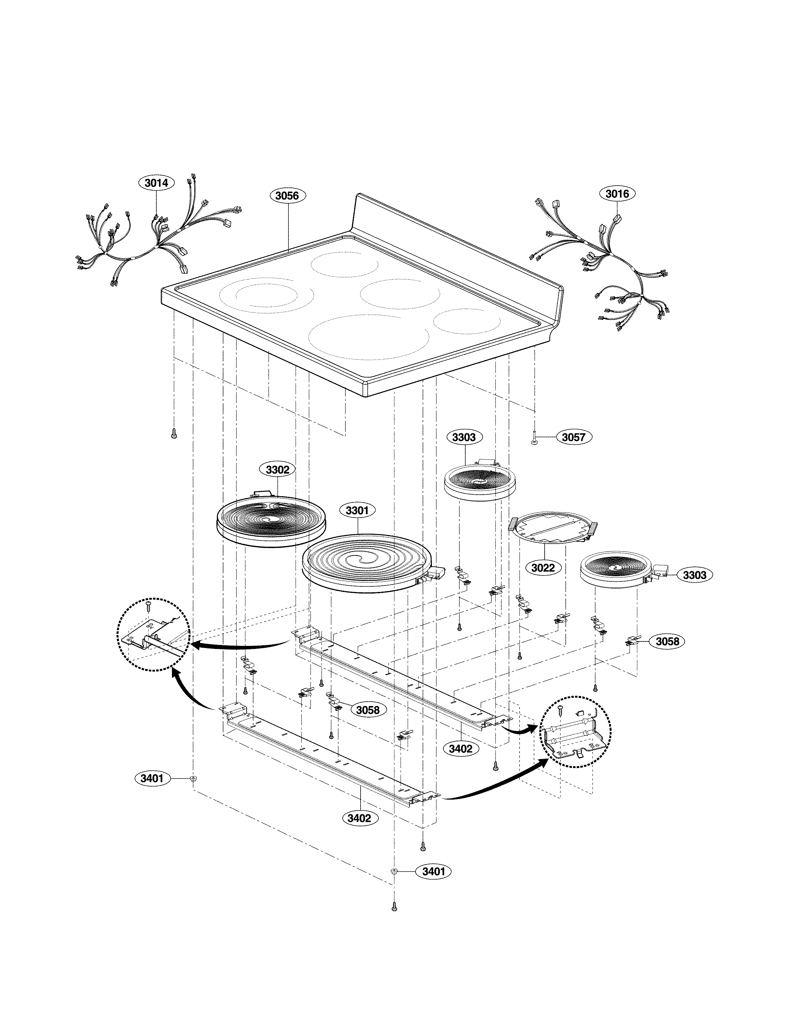 LG LRE30453ST/01 cooktop parts diagram