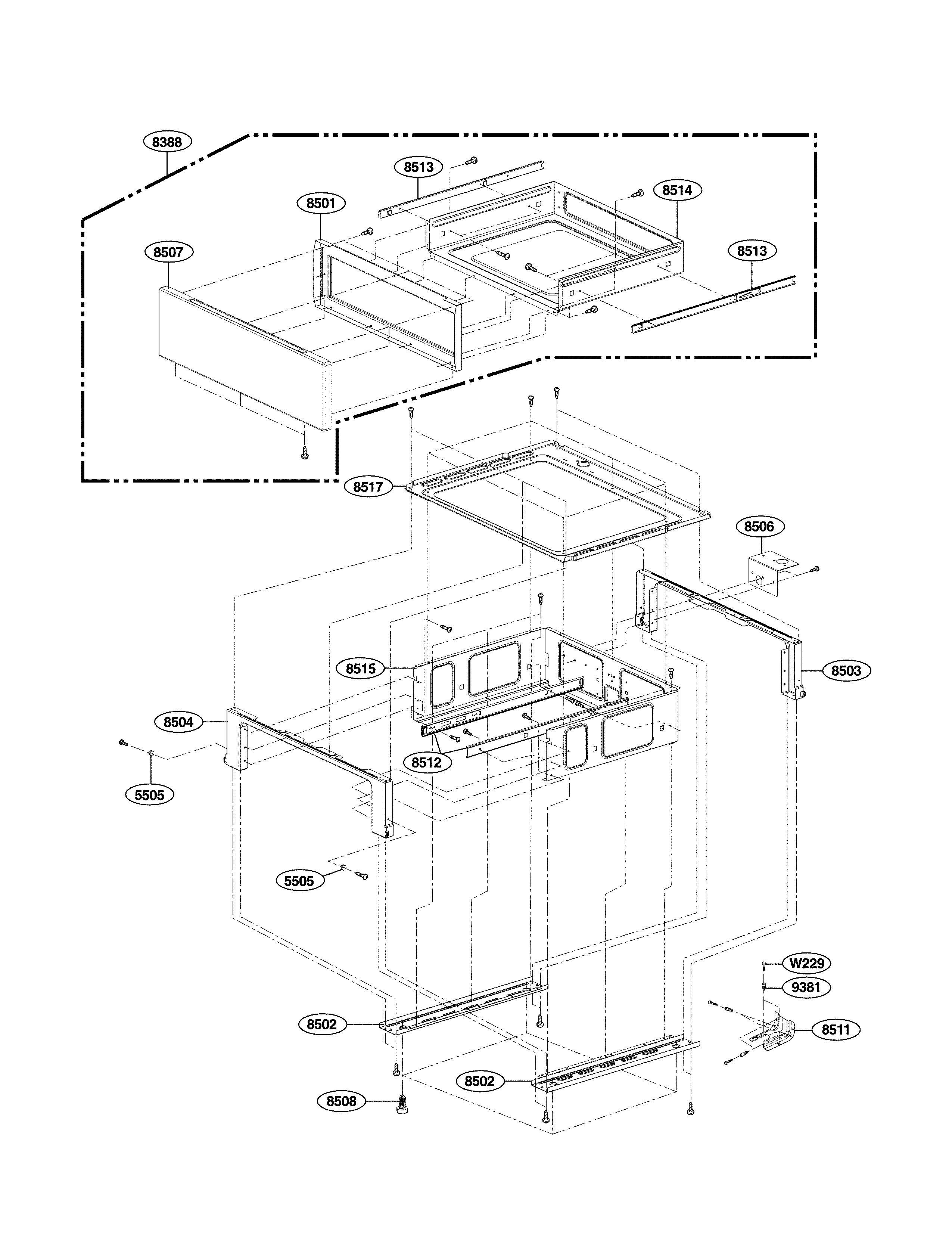 LG LRE30453ST/02 drawer parts diagram